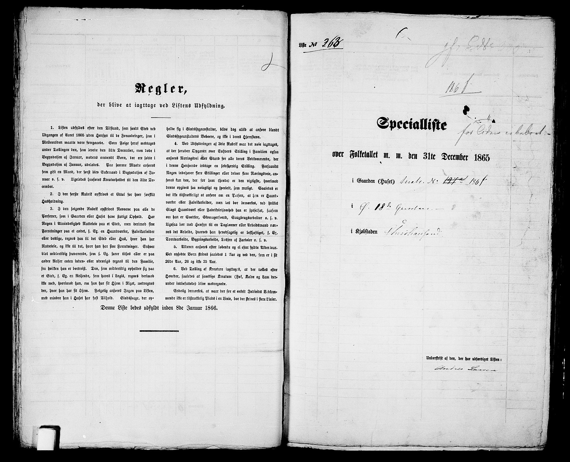 RA, 1865 census for Kristiansand, 1865, p. 548