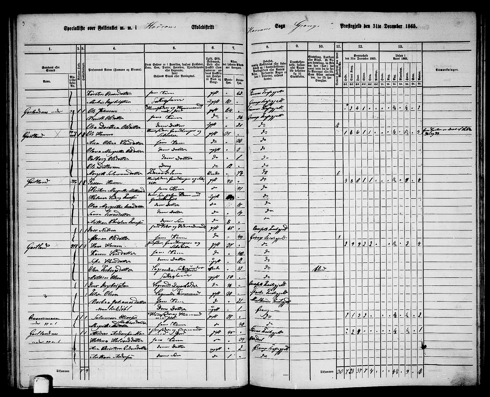 RA, 1865 census for Grong, 1865, p. 98