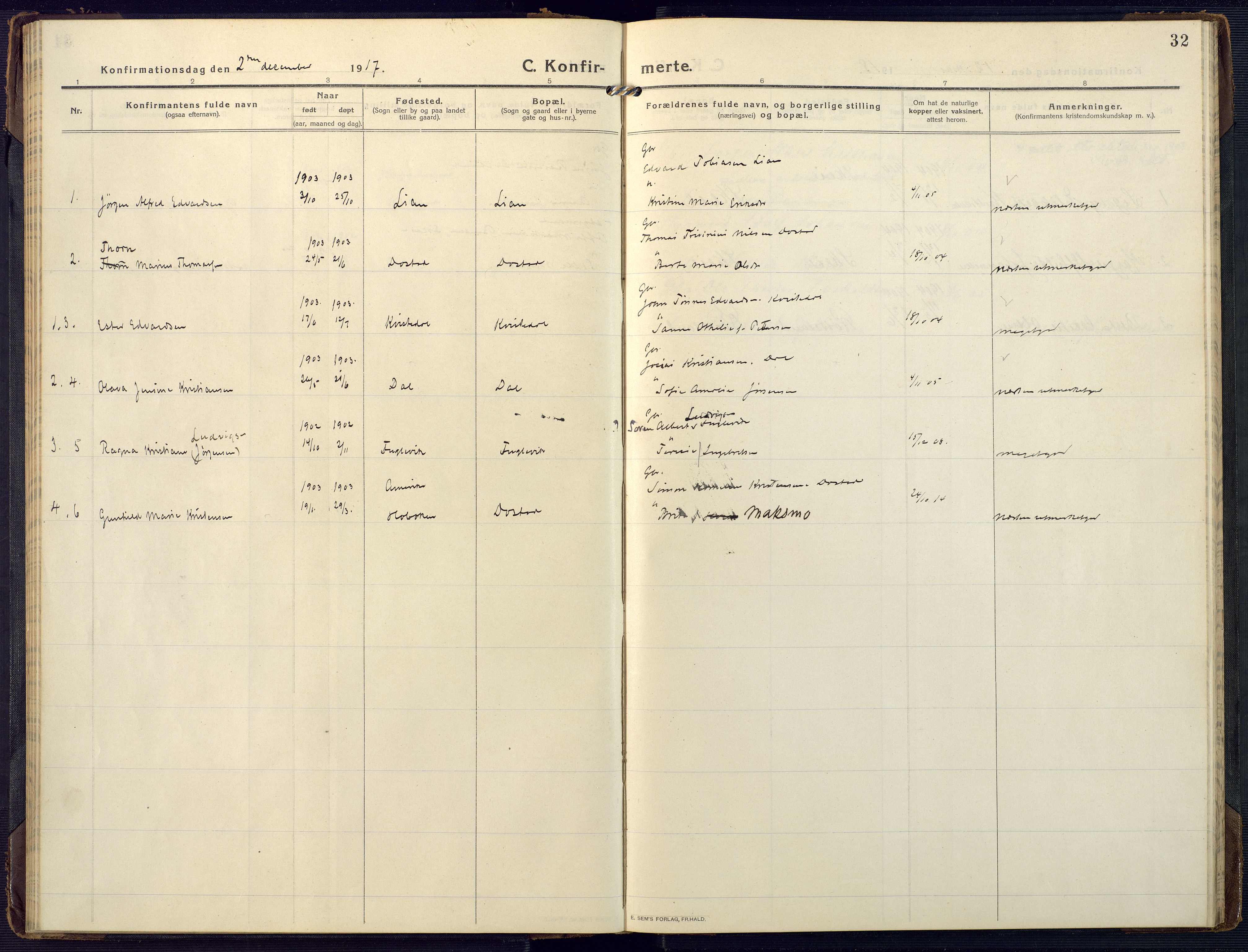 Mandal sokneprestkontor, AV/SAK-1111-0030/F/Fa/Fab/L0003: Parish register (official) no. A 3, 1913-1933, p. 32