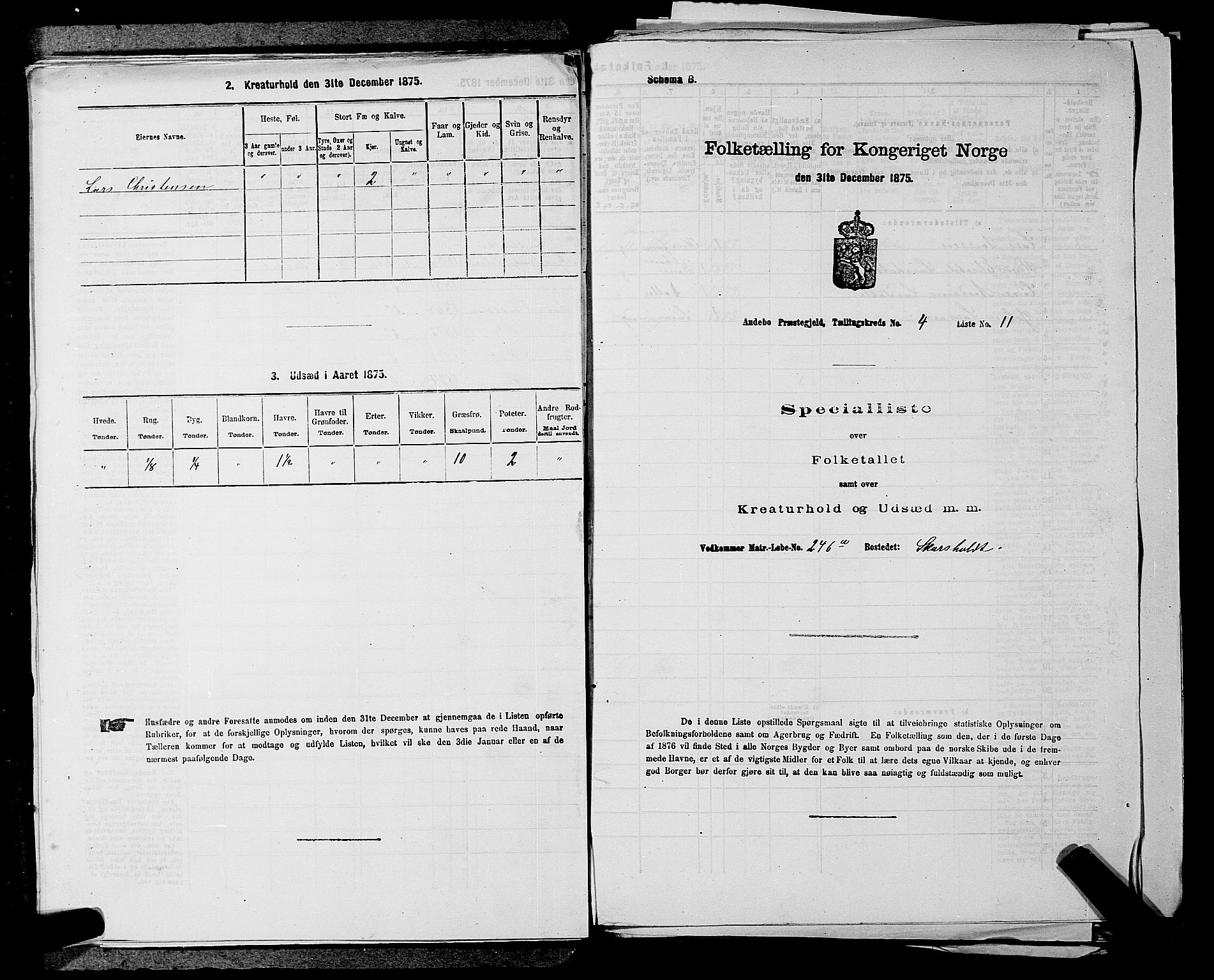 SAKO, 1875 census for 0719P Andebu, 1875, p. 449