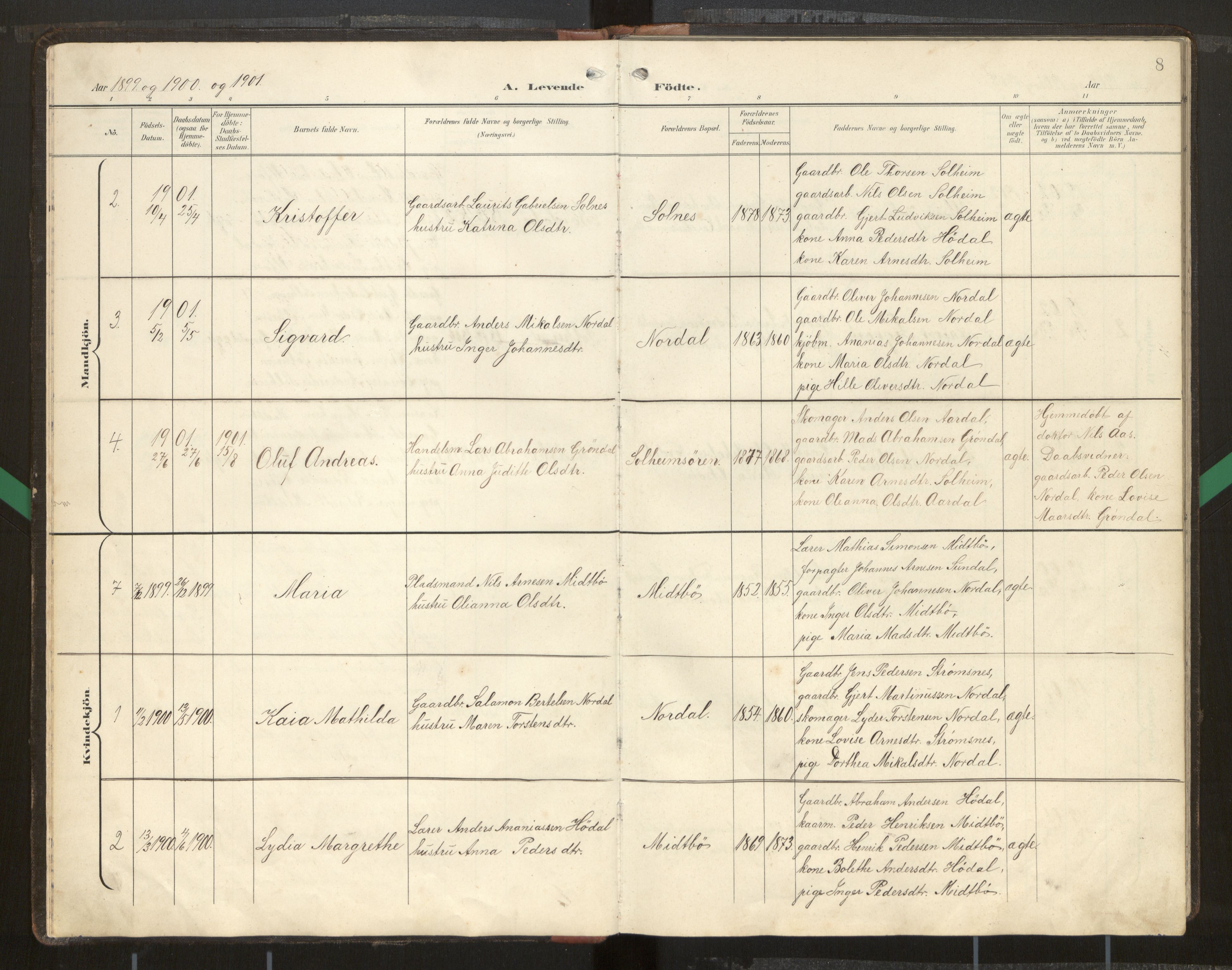 Kinn sokneprestembete, SAB/A-80801/H/Hab/Habd/L0001: Parish register (copy) no. D 1, 1898-1946, p. 8