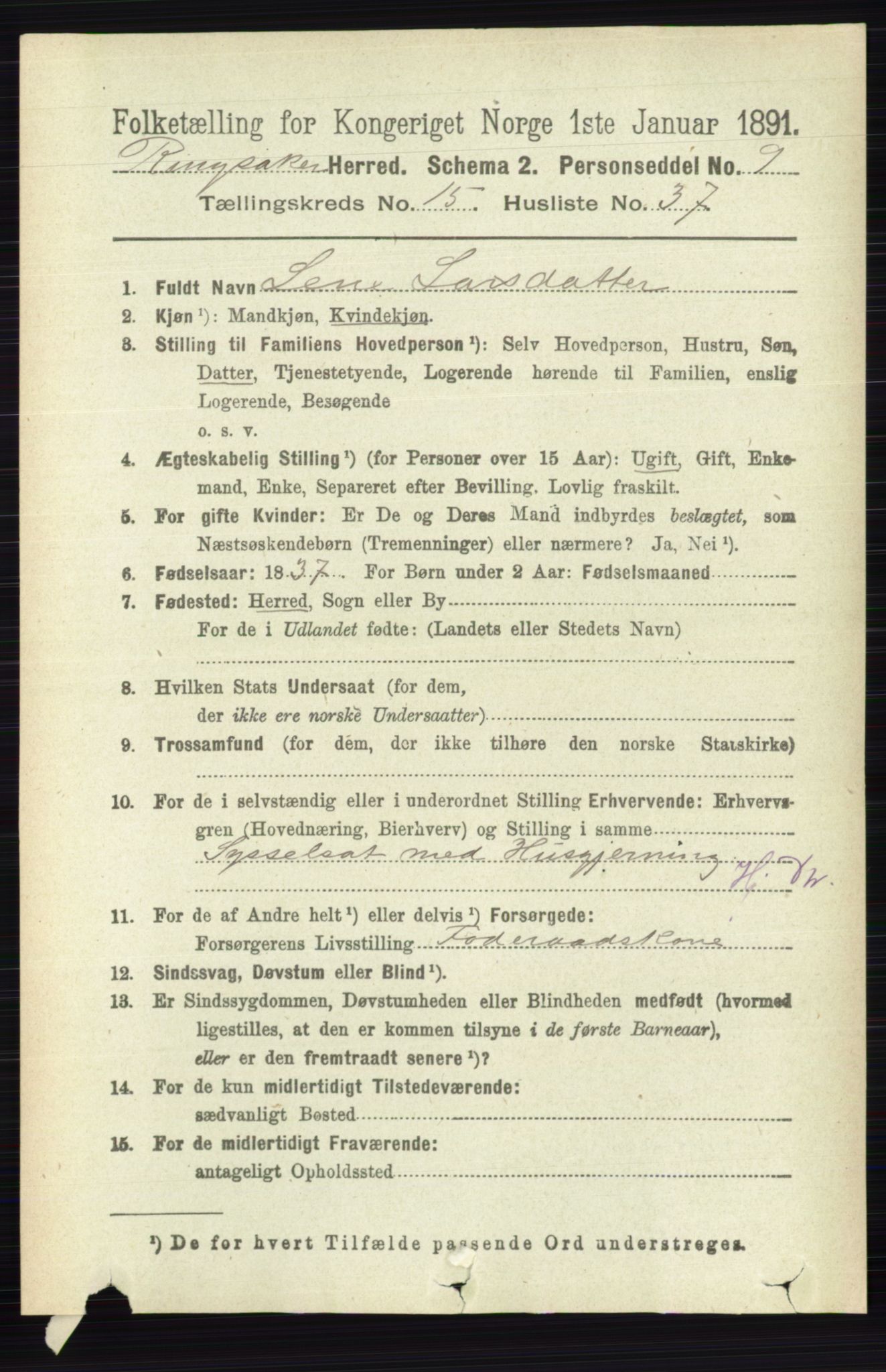 RA, 1891 census for 0412 Ringsaker, 1891, p. 8728