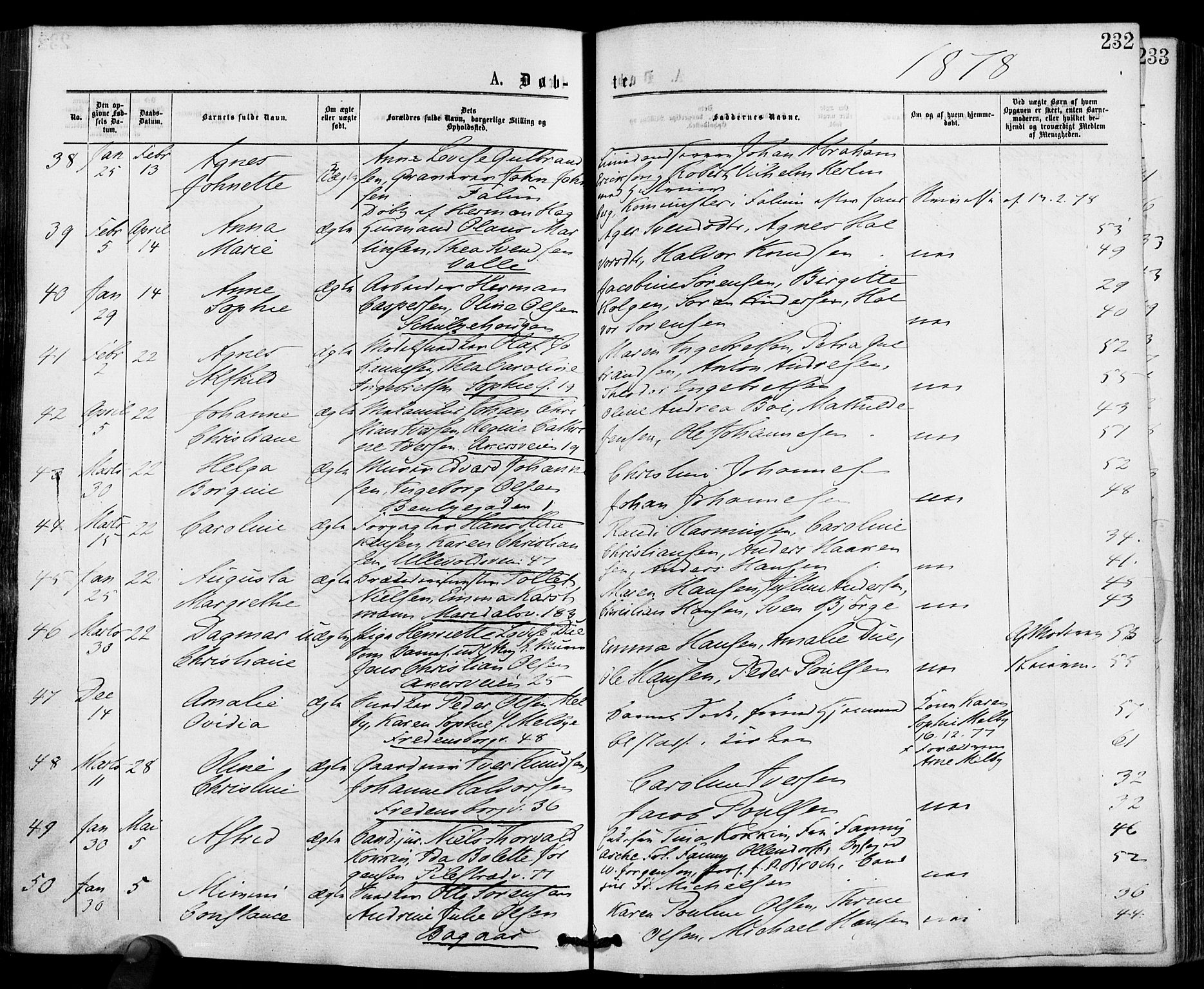 Gamle Aker prestekontor Kirkebøker, AV/SAO-A-10617a/F/L0004: Parish register (official) no. 4, 1872-1879, p. 232