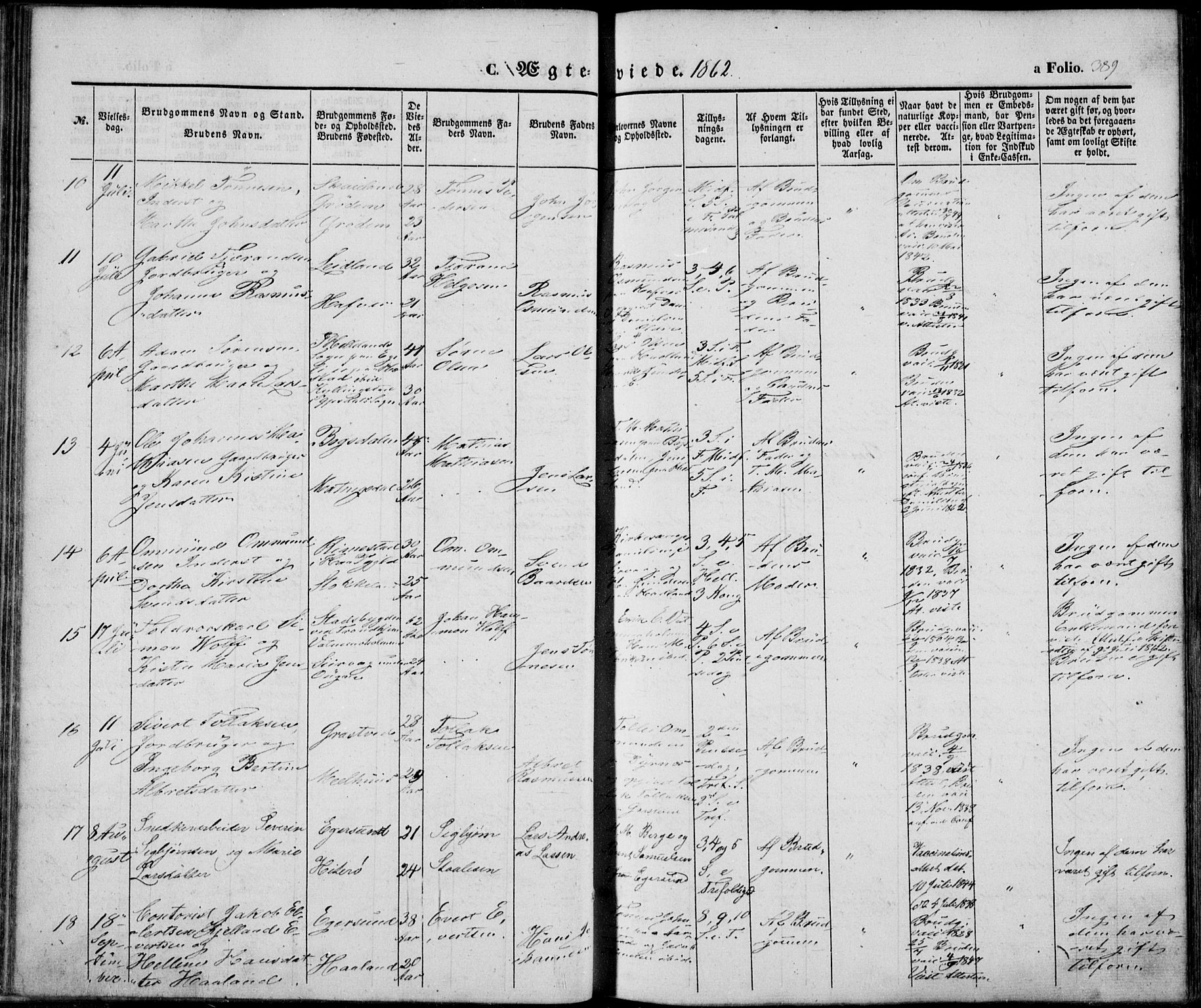 Eigersund sokneprestkontor, AV/SAST-A-101807/S08/L0013: Parish register (official) no. A 12.2, 1850-1865, p. 389