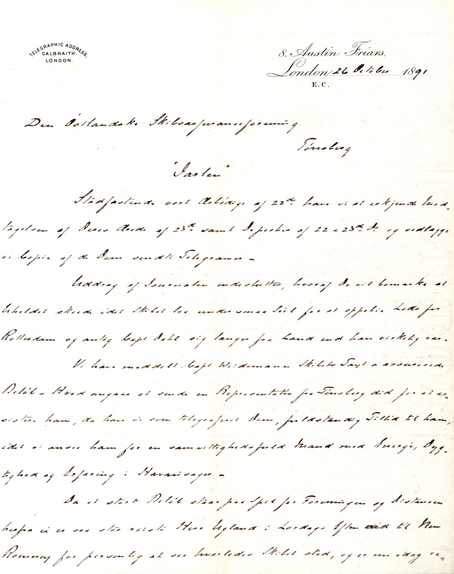 Pa 63 - Østlandske skibsassuranceforening, VEMU/A-1079/G/Ga/L0027/0002: Havaridokumenter / Jarlen, Jarl, St. Petersburg, Sir John Lawrence, Sirius, 1891, p. 10