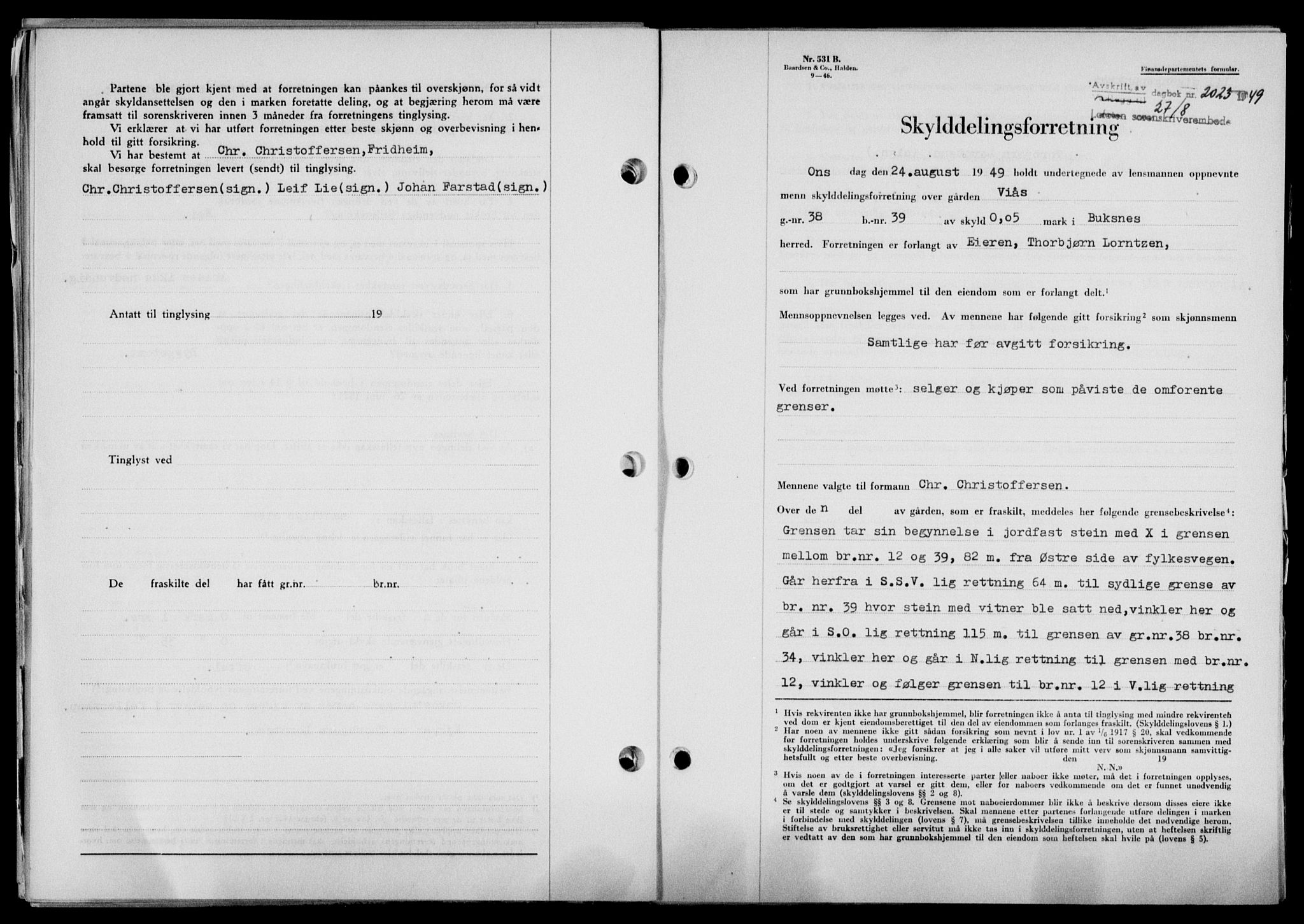 Lofoten sorenskriveri, SAT/A-0017/1/2/2C/L0021a: Mortgage book no. 21a, 1949-1949, Diary no: : 2023/1949