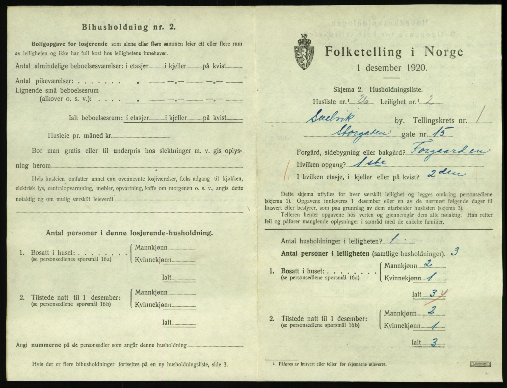 SAKO, 1920 census for Svelvik, 1920, p. 585