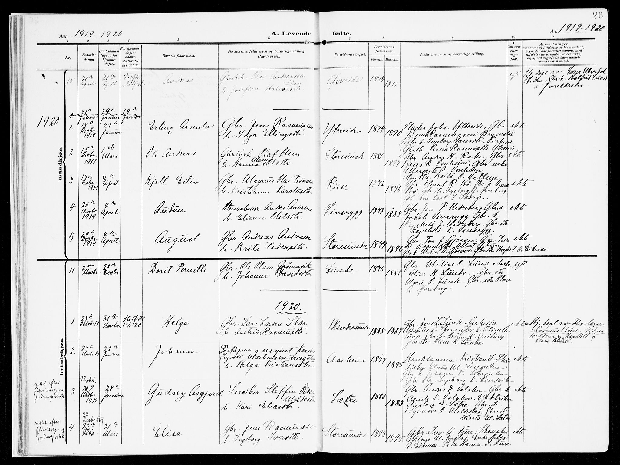 Stryn Sokneprestembete, AV/SAB-A-82501: Parish register (official) no. B 2, 1908-1936, p. 26