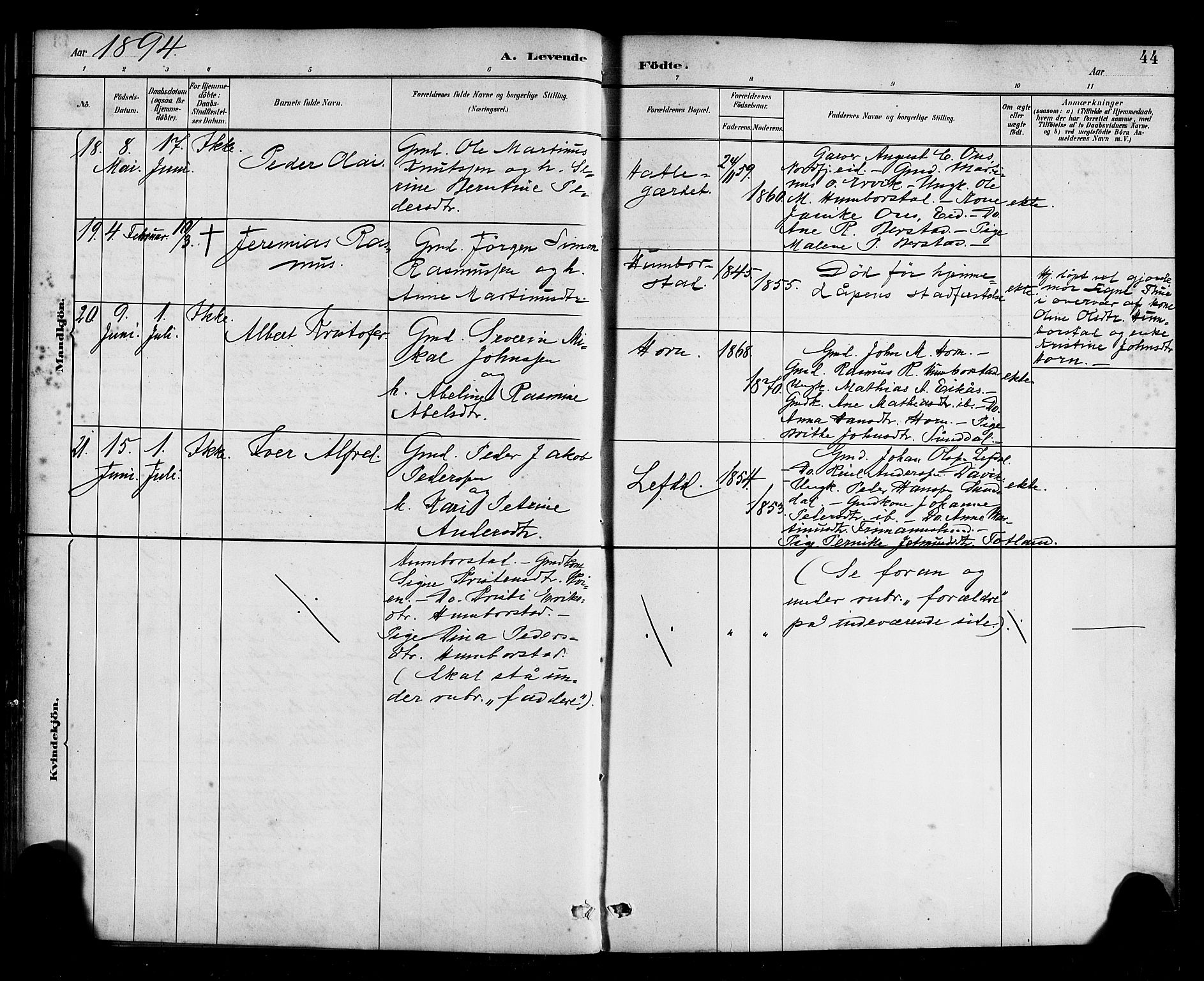 Davik sokneprestembete, AV/SAB-A-79701/H/Haa/Haab/L0001: Parish register (official) no. B 1, 1882-1900, p. 44