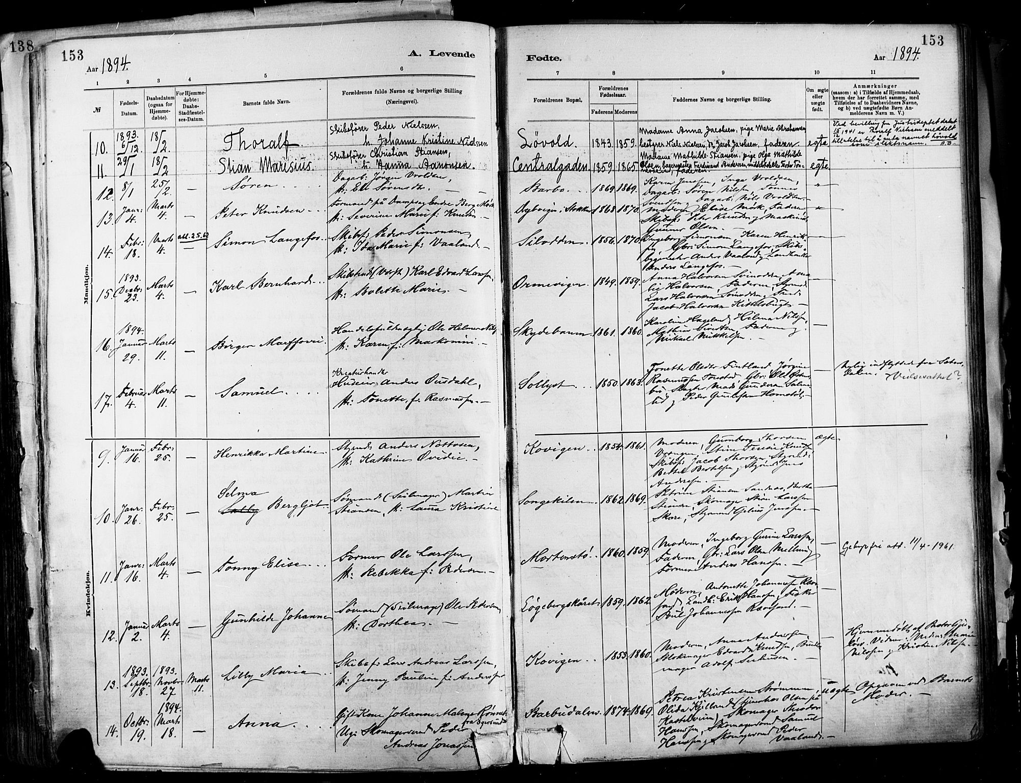 Barbu sokneprestkontor, AV/SAK-1111-0003/F/Fa/L0002: Parish register (official) no. A 2, 1883-1898, p. 153