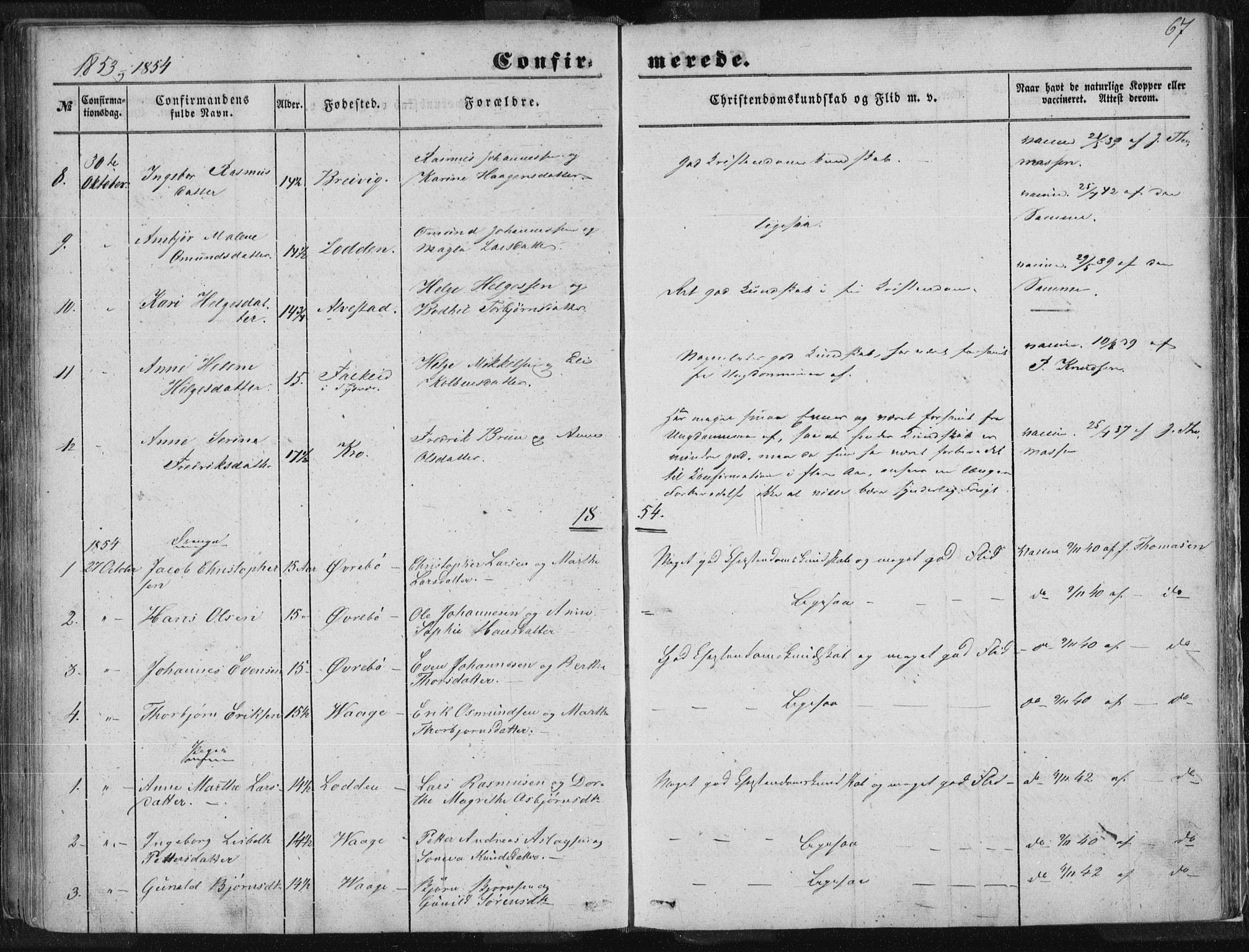 Tysvær sokneprestkontor, AV/SAST-A -101864/H/Ha/Haa/L0002: Parish register (official) no. A 2, 1847-1856, p. 67