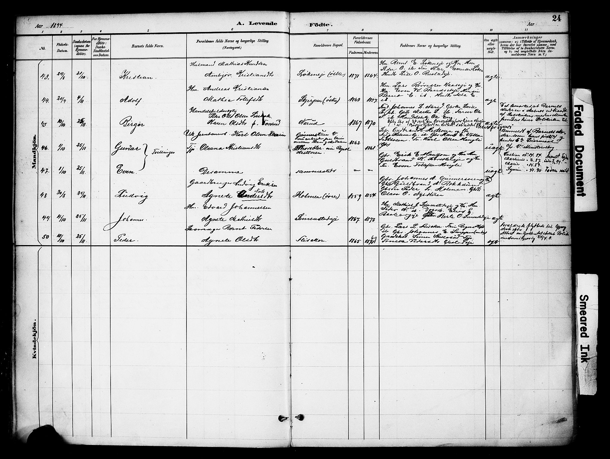 Ringsaker prestekontor, AV/SAH-PREST-014/K/Ka/L0016: Parish register (official) no. 16, 1891-1904, p. 24