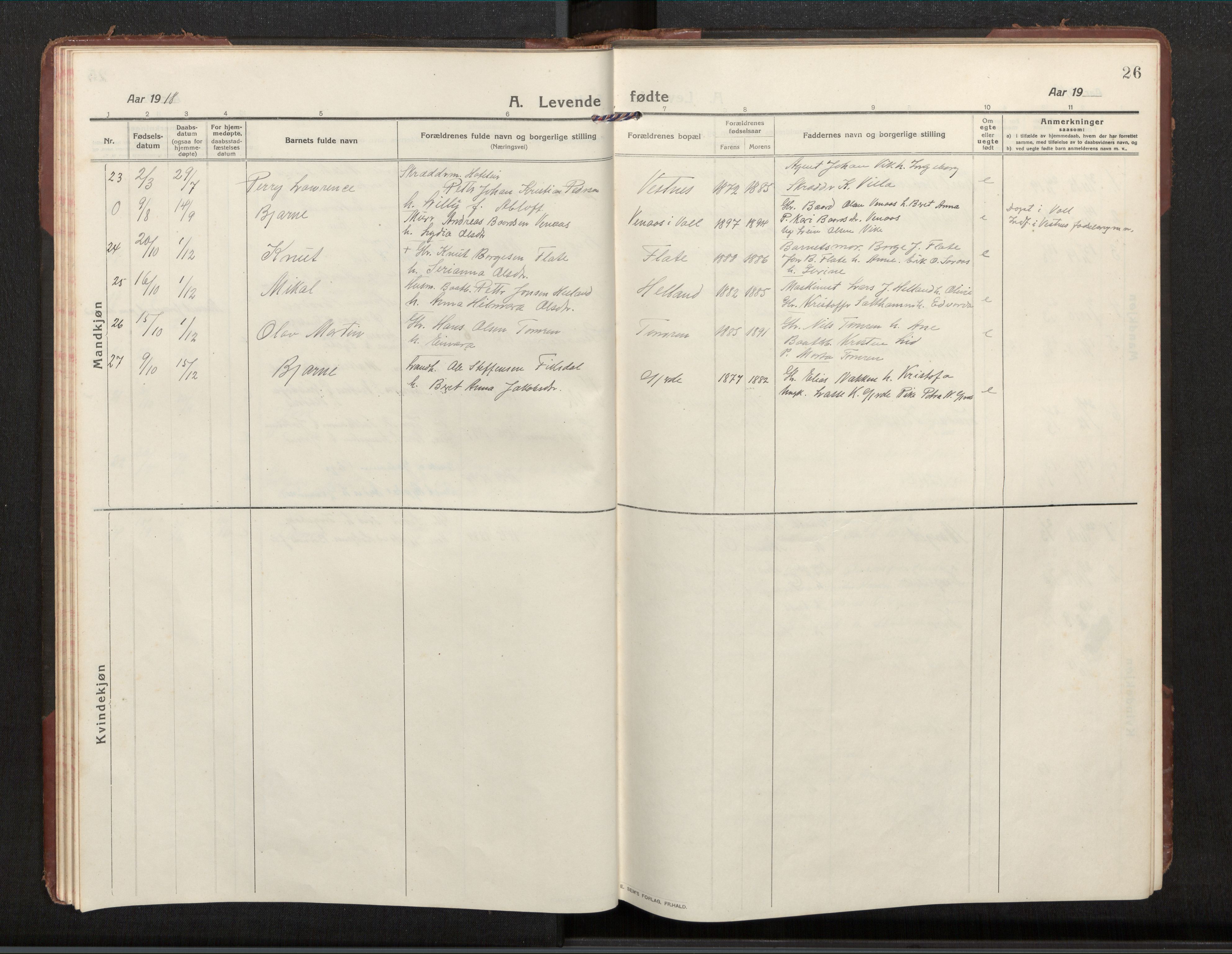 Ministerialprotokoller, klokkerbøker og fødselsregistre - Møre og Romsdal, AV/SAT-A-1454/539/L0536a: Parish register (copy) no. 539C03, 1912-1936, p. 26