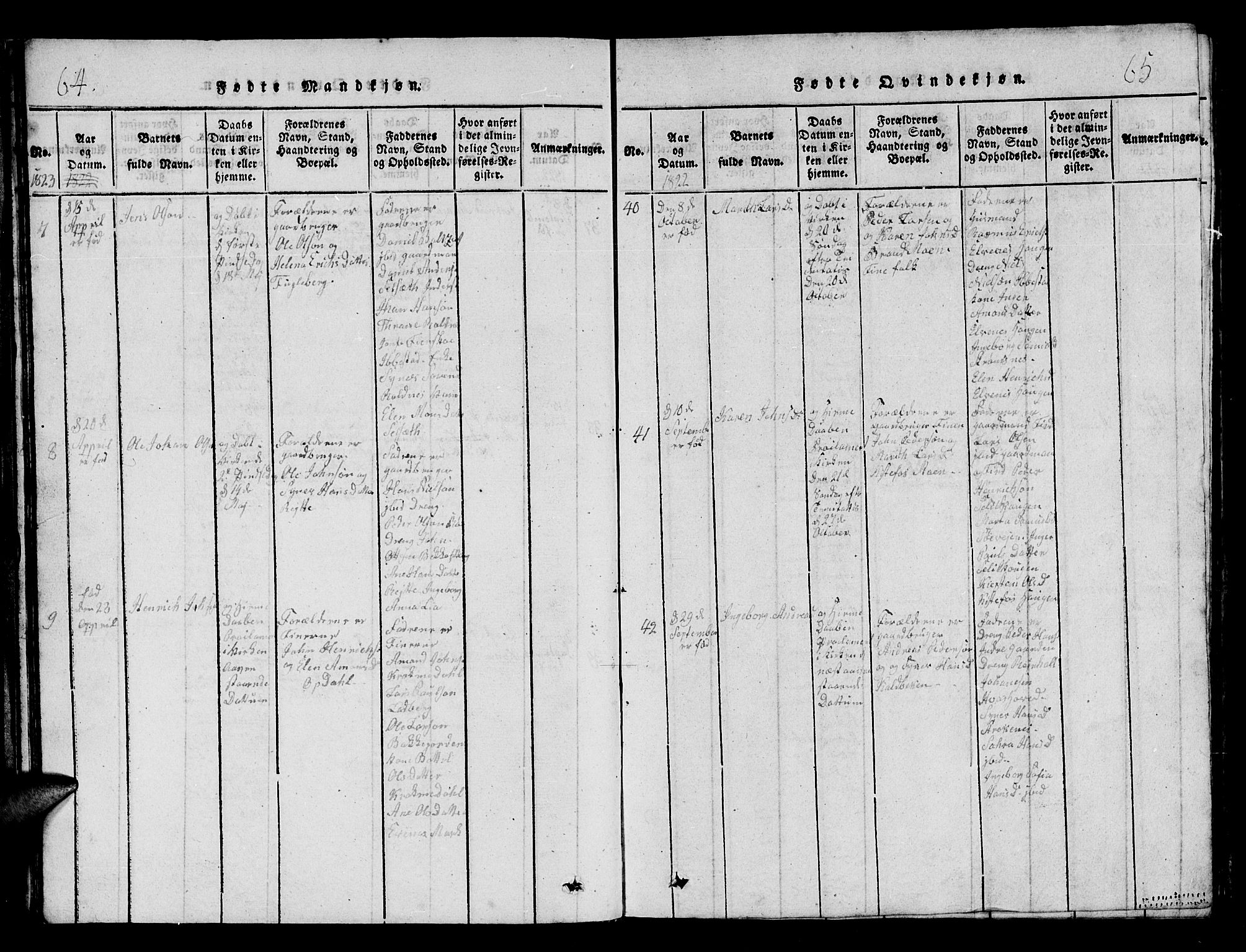 Ibestad sokneprestembete, AV/SATØ-S-0077/H/Ha/Hab/L0002klokker: Parish register (copy) no. 2, 1821-1833, p. 64-65