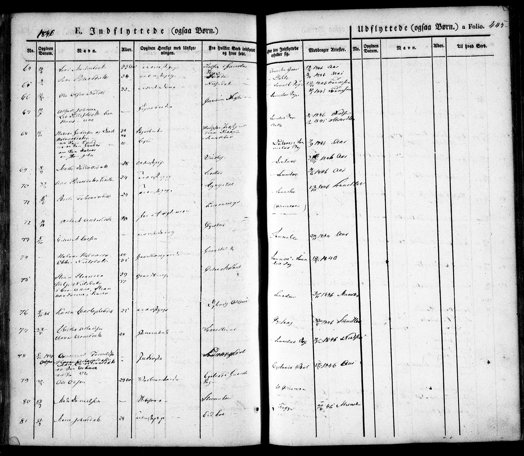 Søndeled sokneprestkontor, SAK/1111-0038/F/Fa/L0002: Parish register (official) no. A 2, 1839-1860, p. 445
