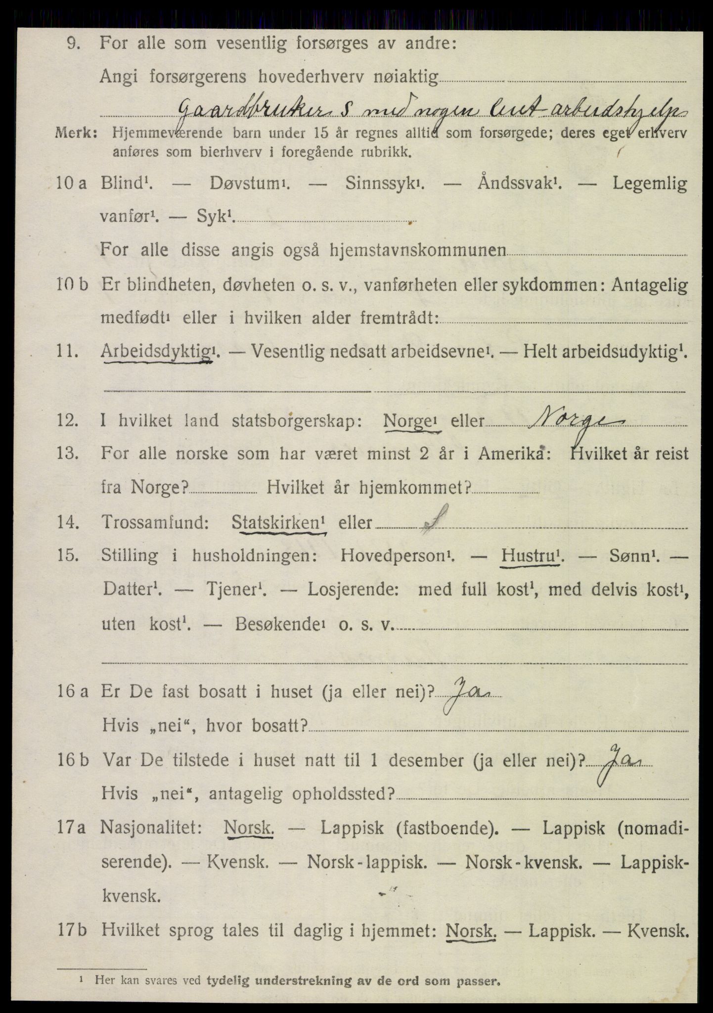 SAT, 1920 census for Nesna, 1920, p. 1242