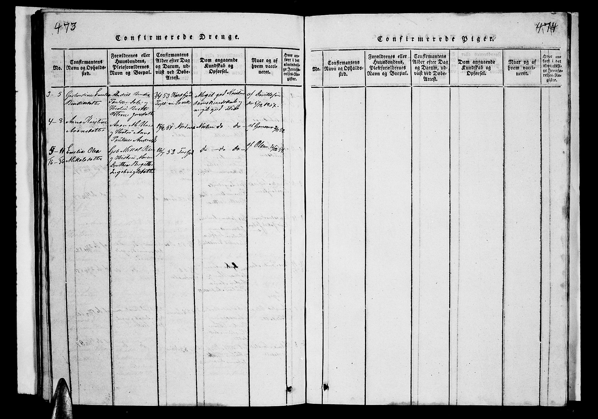 Ministerialprotokoller, klokkerbøker og fødselsregistre - Nordland, AV/SAT-A-1459/899/L1446: Parish register (copy) no. 899C01, 1820-1868, p. 473-474