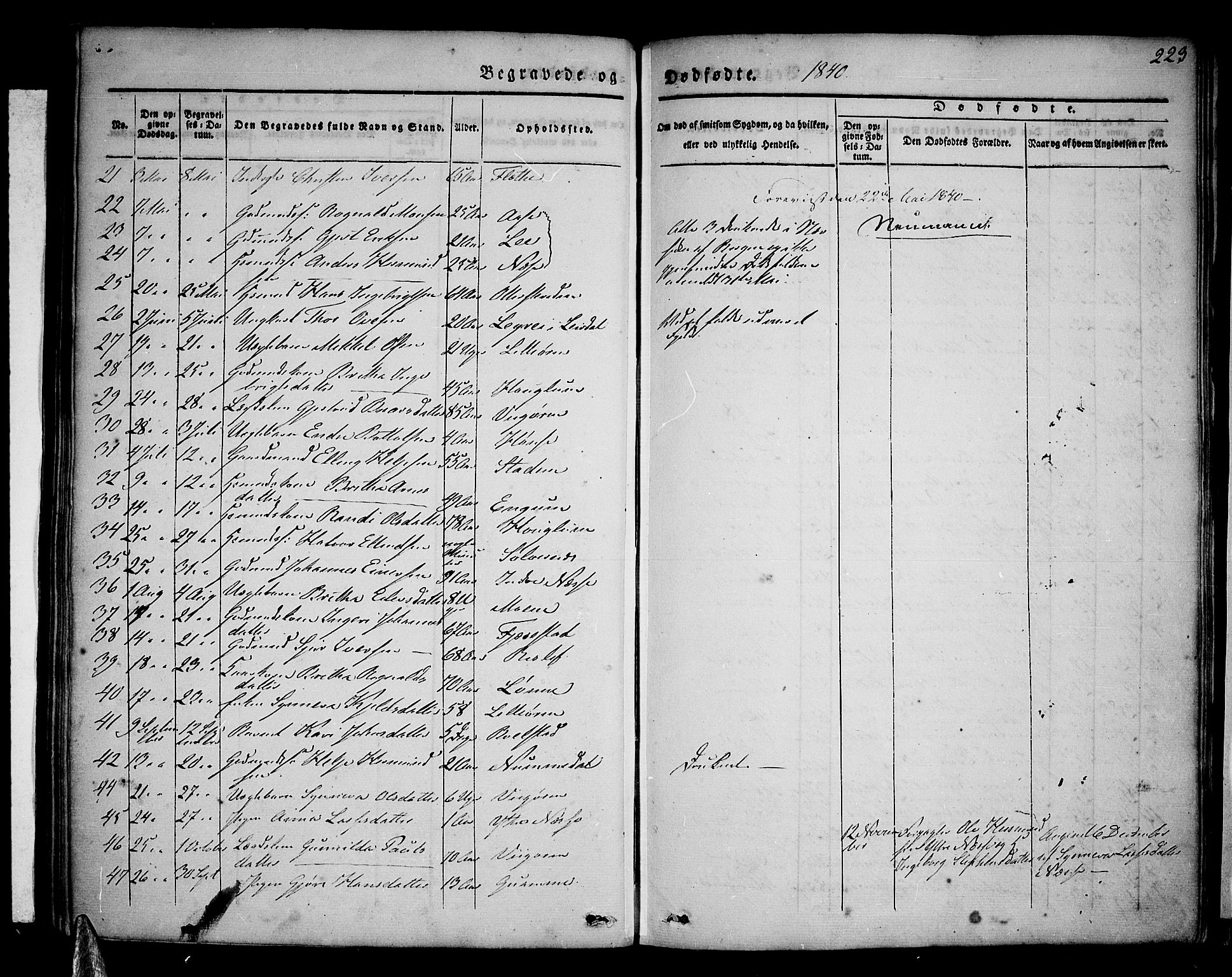 Vik sokneprestembete, AV/SAB-A-81501/H/Haa/Haaa/L0007: Parish register (official) no. A 7, 1831-1845, p. 223