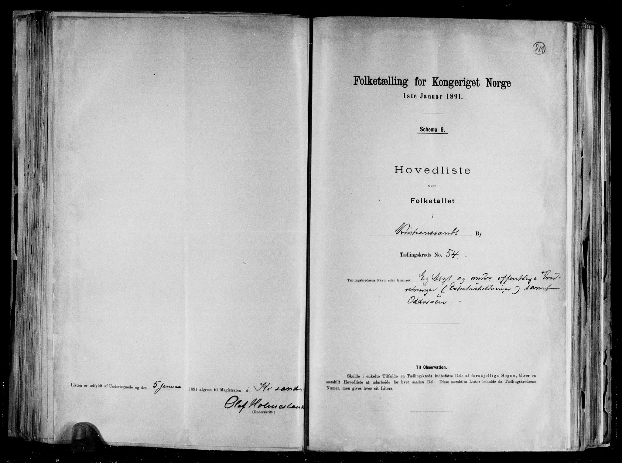 RA, 1891 census for 1001 Kristiansand, 1891, p. 113