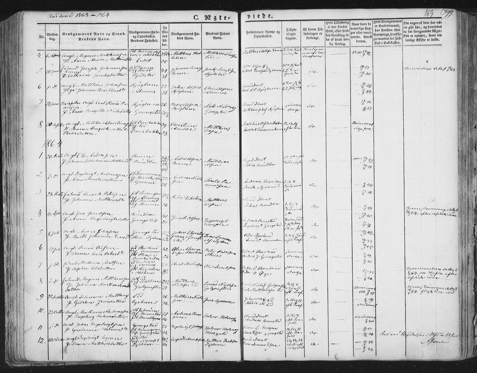 Ministerialprotokoller, klokkerbøker og fødselsregistre - Nord-Trøndelag, SAT/A-1458/758/L0513: Parish register (official) no. 758A02 /2, 1839-1868, p. 169