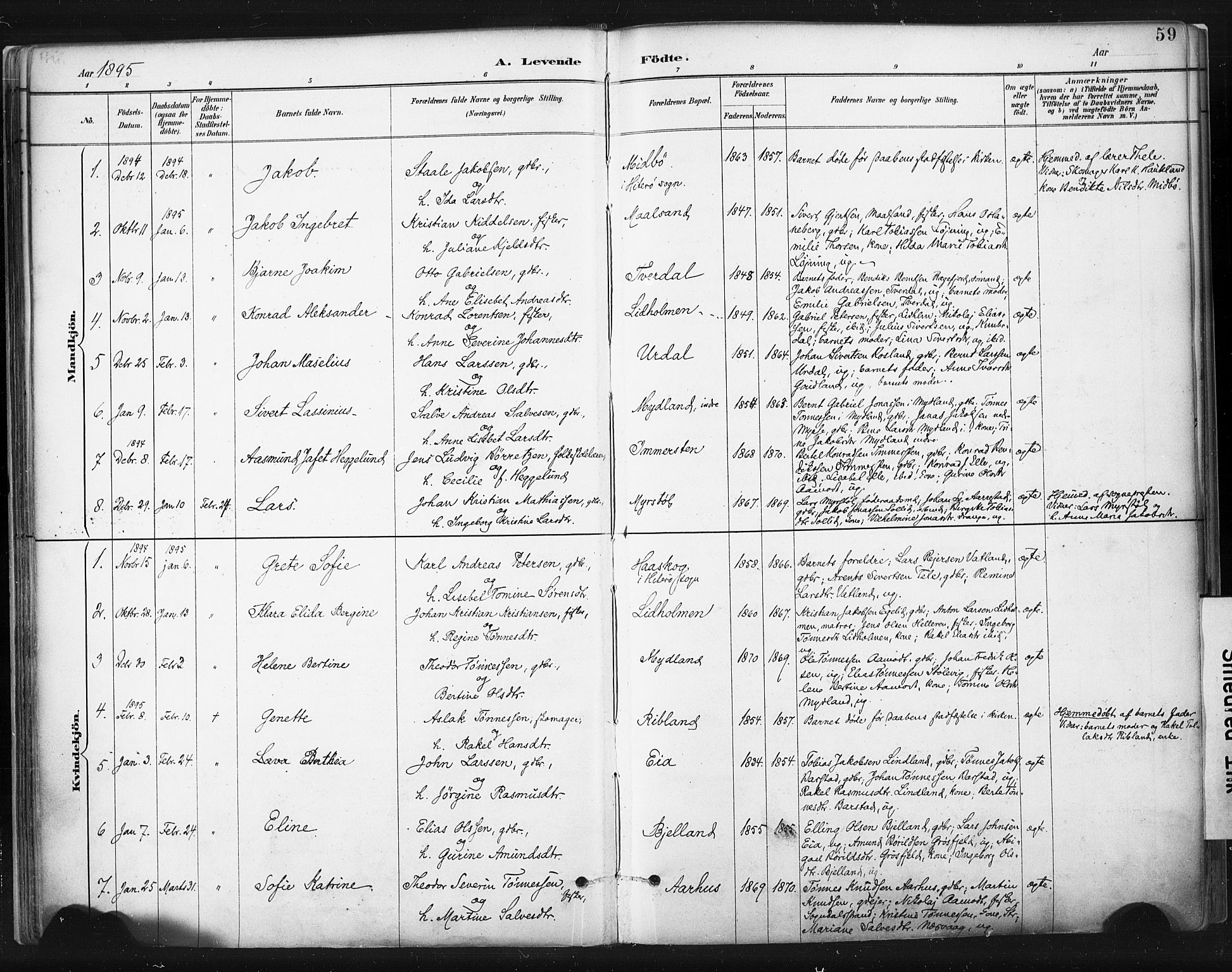 Sokndal sokneprestkontor, SAST/A-101808: Parish register (official) no. A 11.1, 1887-1905, p. 59