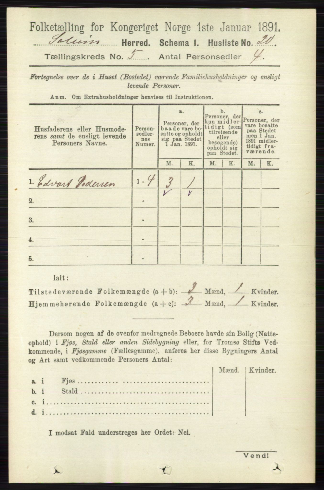 RA, 1891 census for 0818 Solum, 1891, p. 817