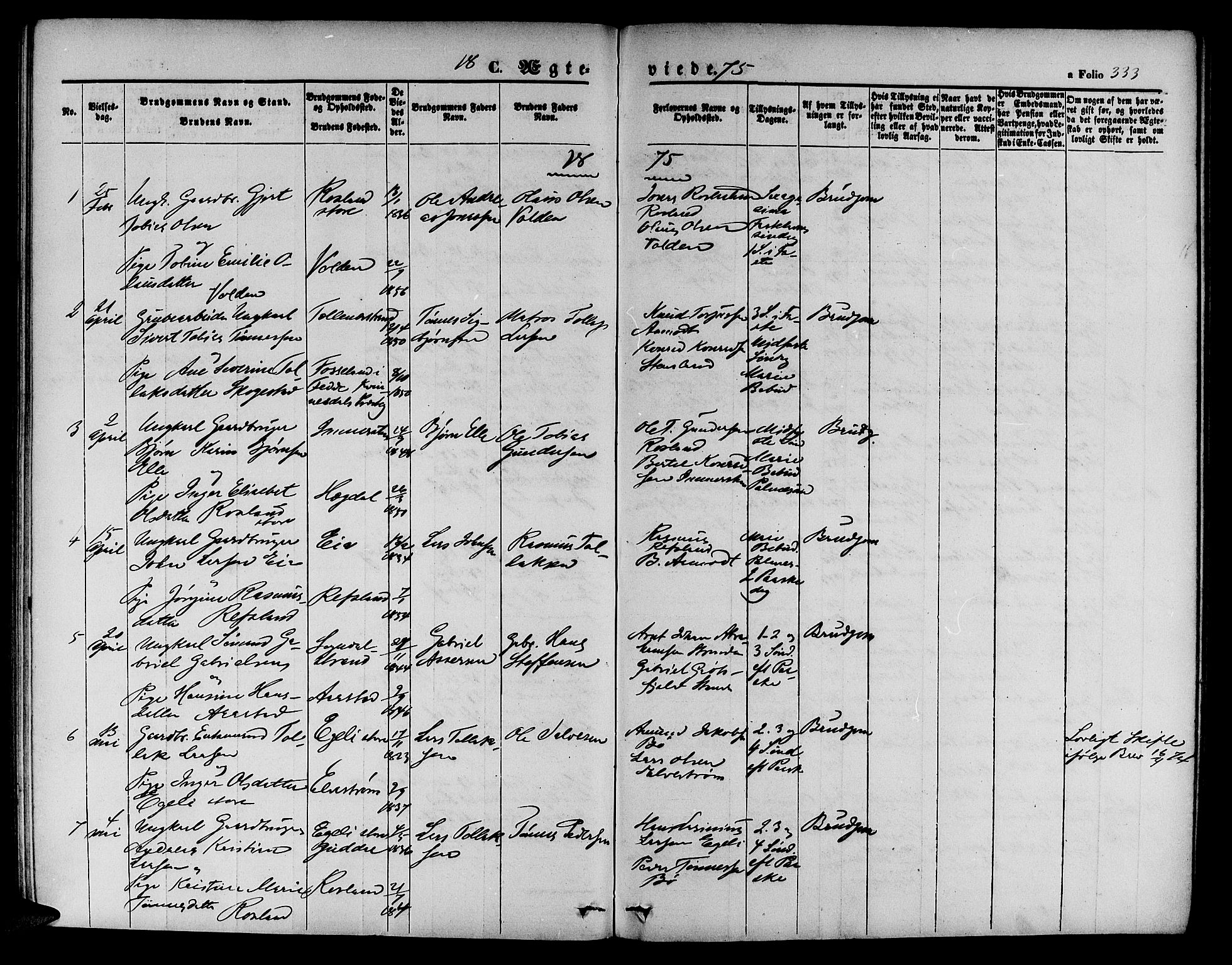 Sokndal sokneprestkontor, SAST/A-101808: Parish register (copy) no. B 3, 1865-1879, p. 333