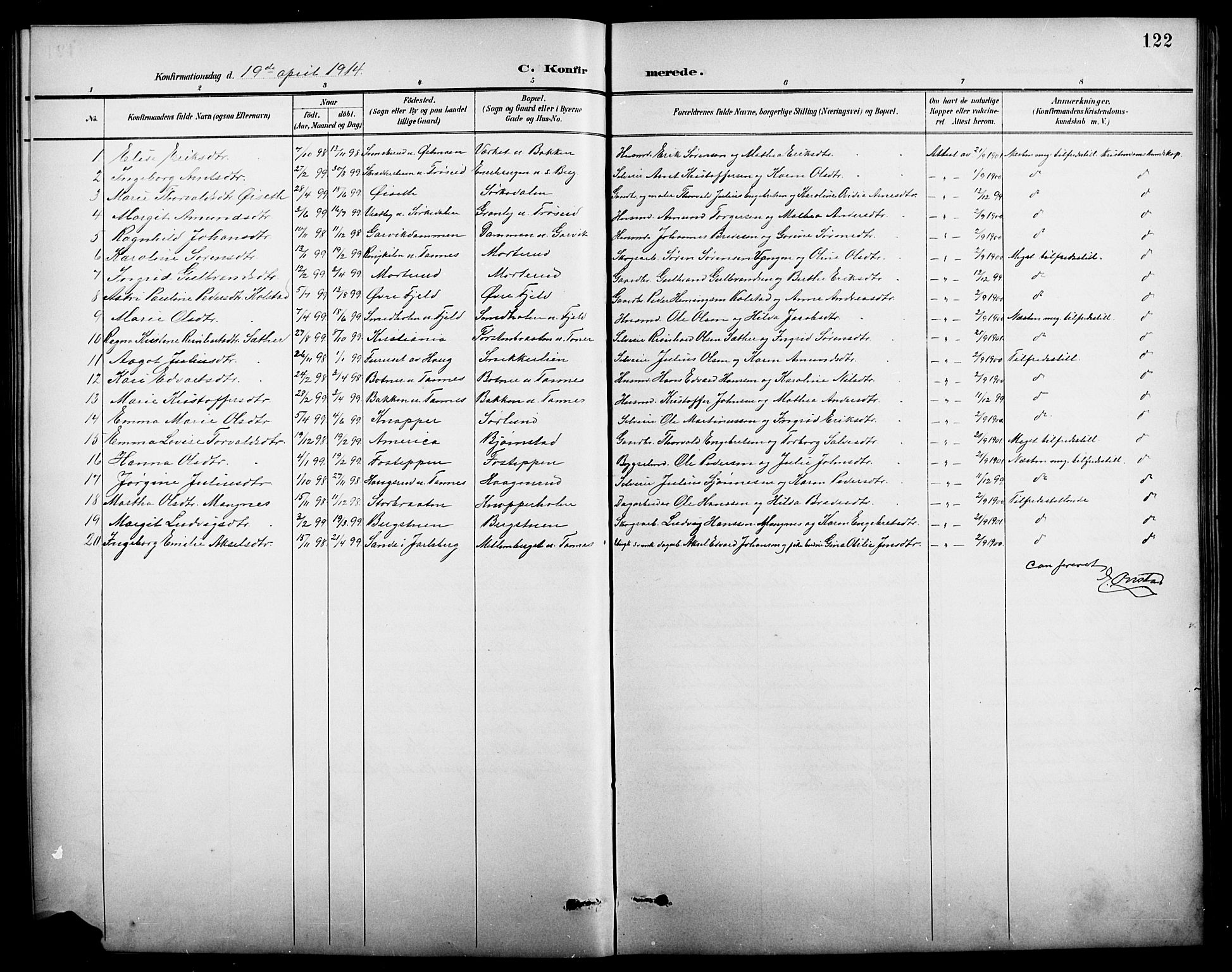 Nord-Odal prestekontor, SAH/PREST-032/H/Ha/Hab/L0002: Parish register (copy) no. 2, 1895-1921, p. 122