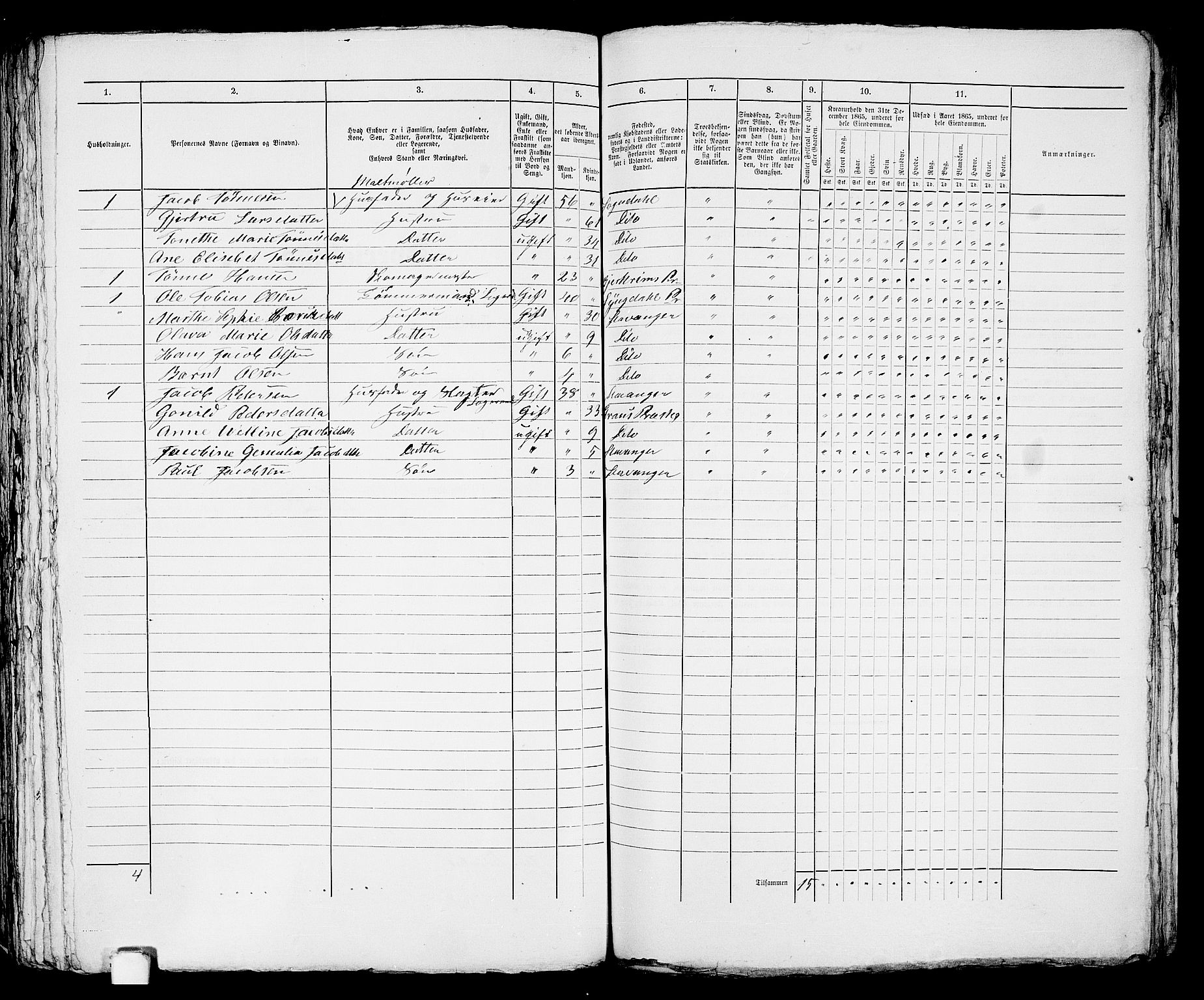 RA, 1865 census for Stavanger, 1865, p. 2346