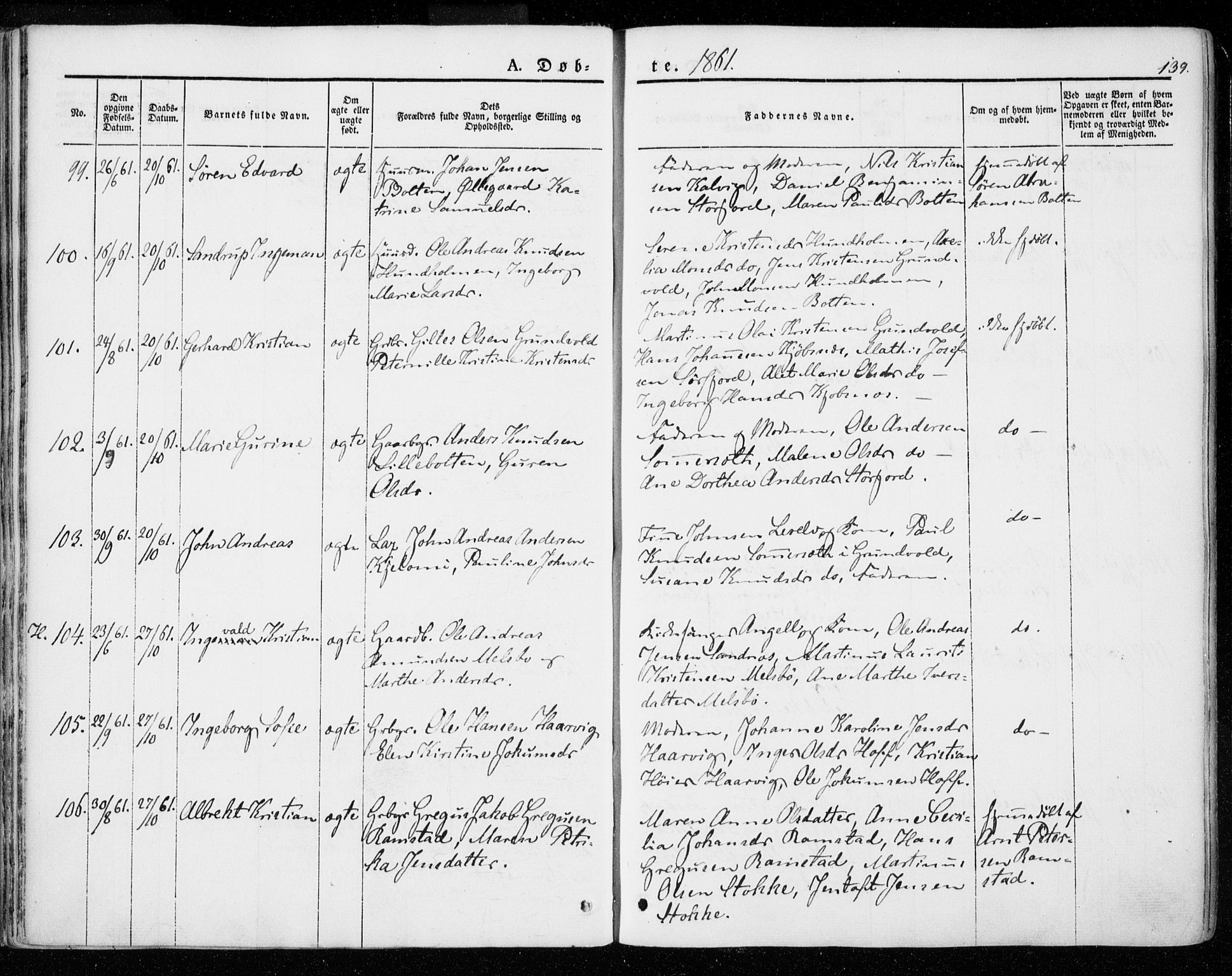 Ministerialprotokoller, klokkerbøker og fødselsregistre - Nordland, AV/SAT-A-1459/872/L1033: Parish register (official) no. 872A08, 1840-1863, p. 139