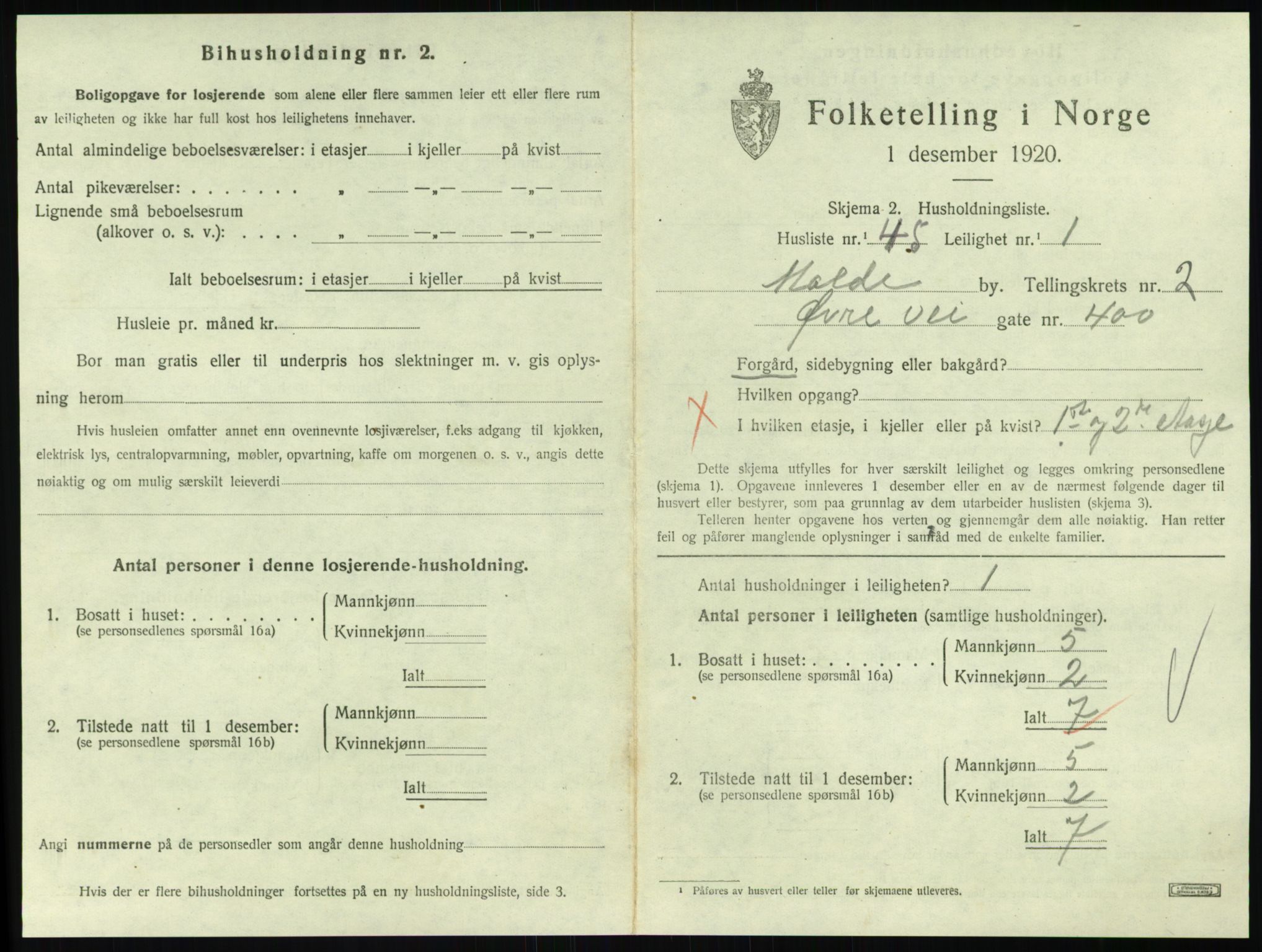 SAT, 1920 census for Molde, 1920, p. 1081