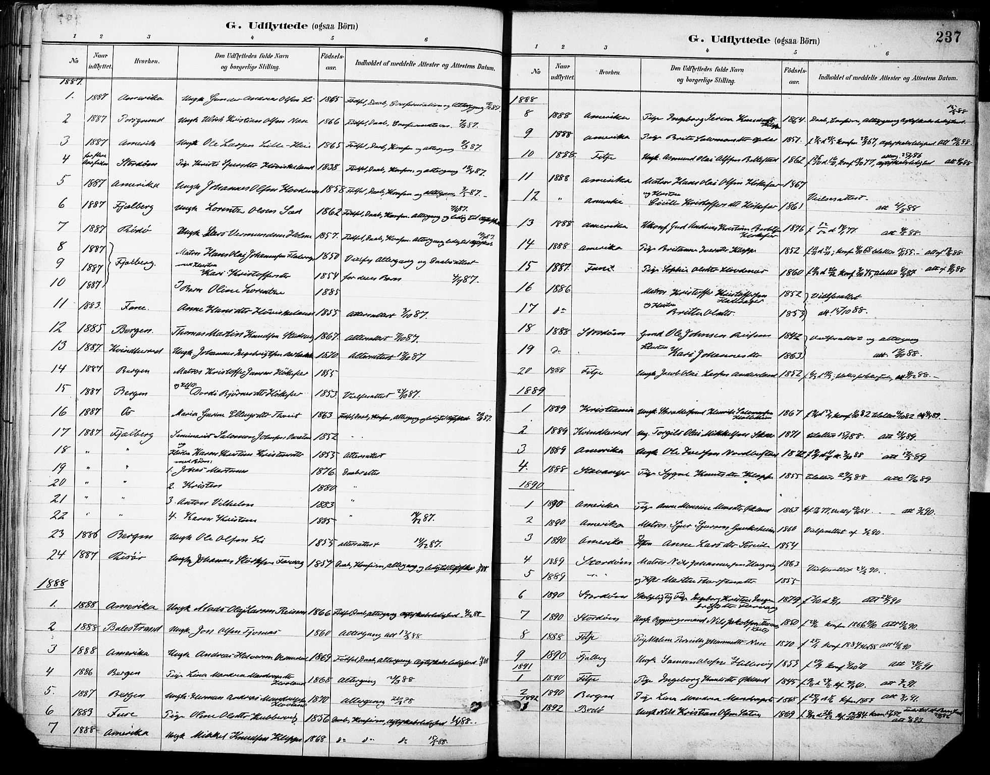 Tysnes sokneprestembete, AV/SAB-A-78601/H/Haa: Parish register (official) no. D 1, 1887-1904, p. 237