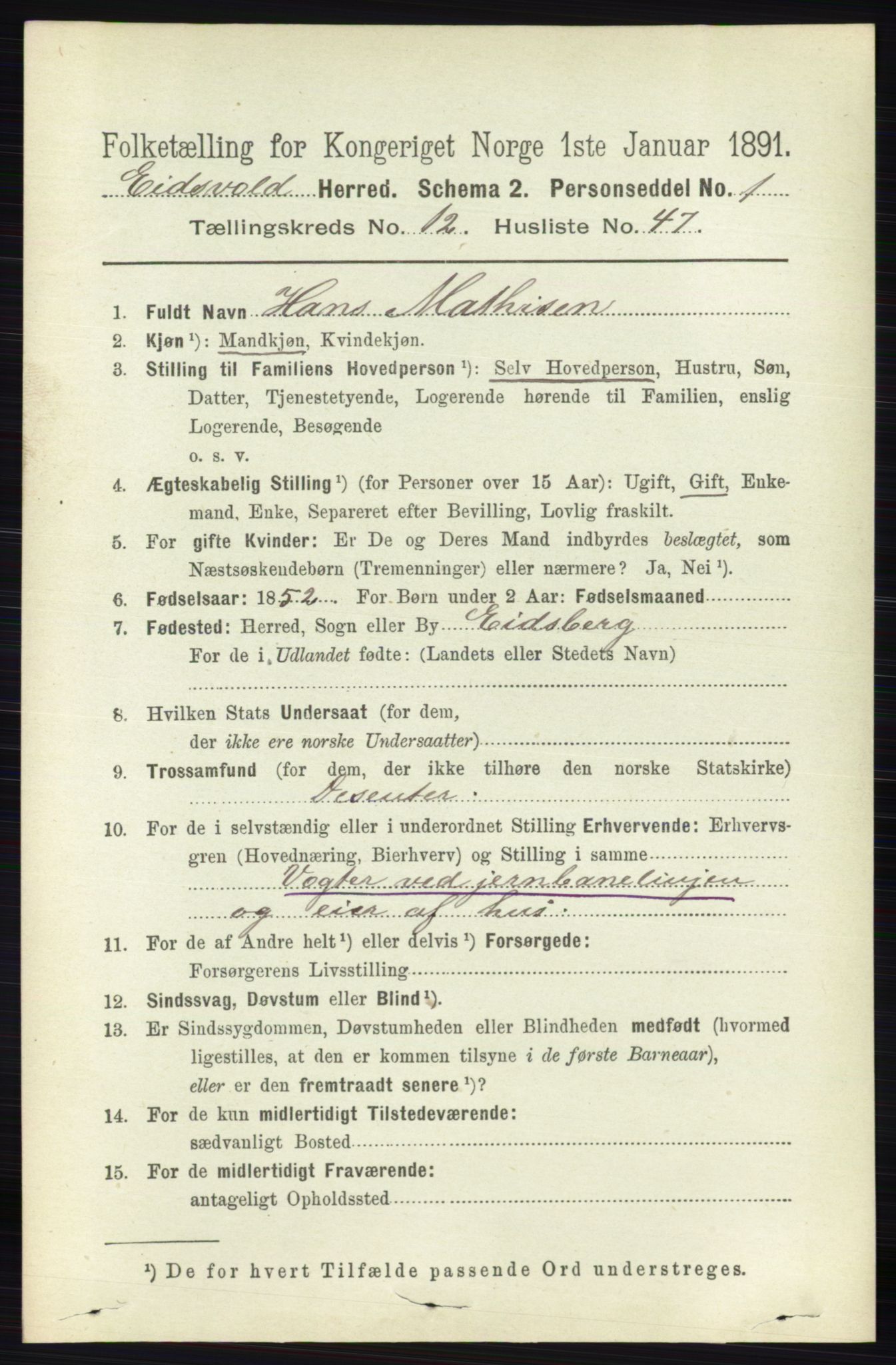 RA, 1891 census for 0237 Eidsvoll, 1891, p. 8752