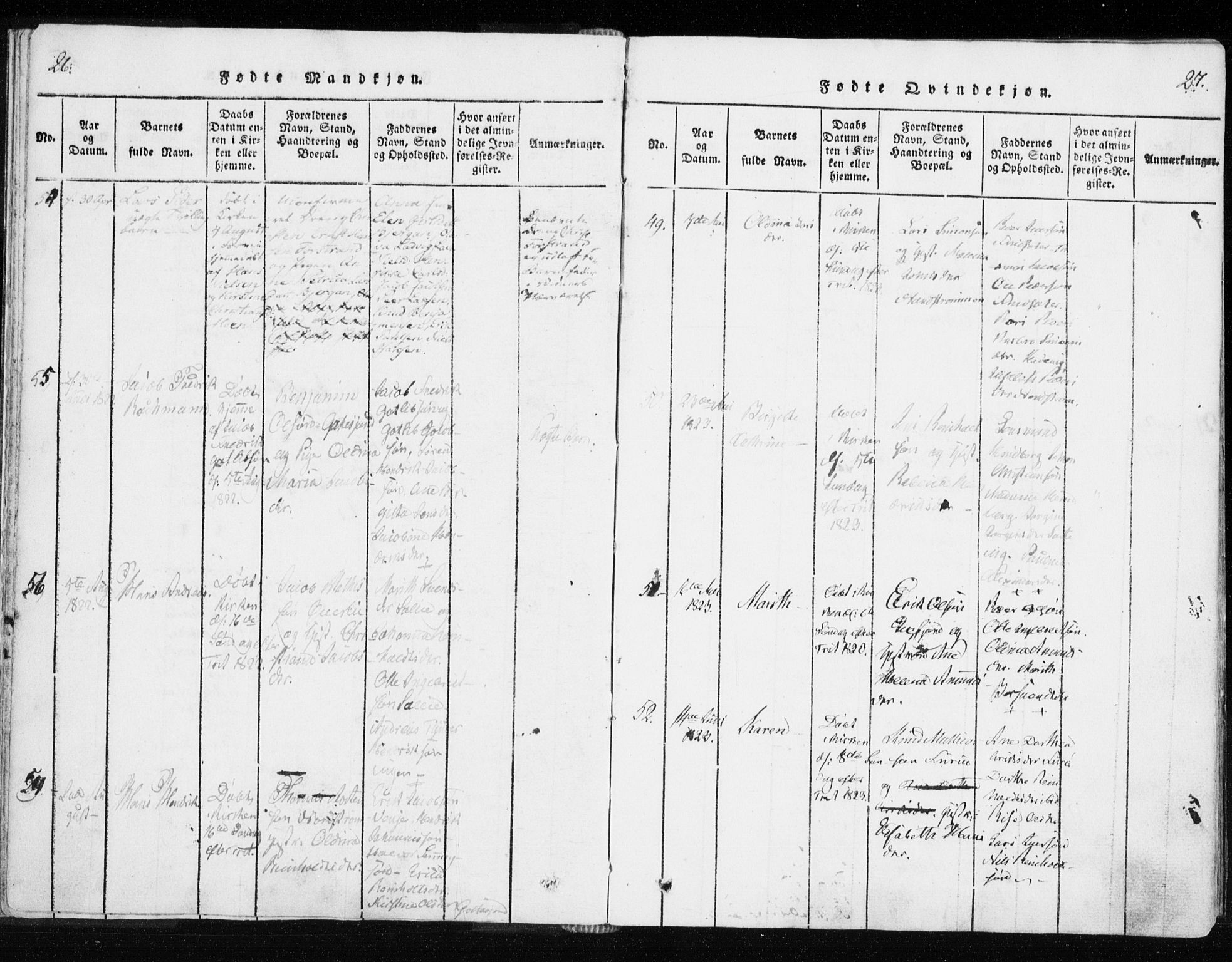 Tranøy sokneprestkontor, SATØ/S-1313/I/Ia/Iaa/L0004kirke: Parish register (official) no. 4, 1820-1829, p. 26-27