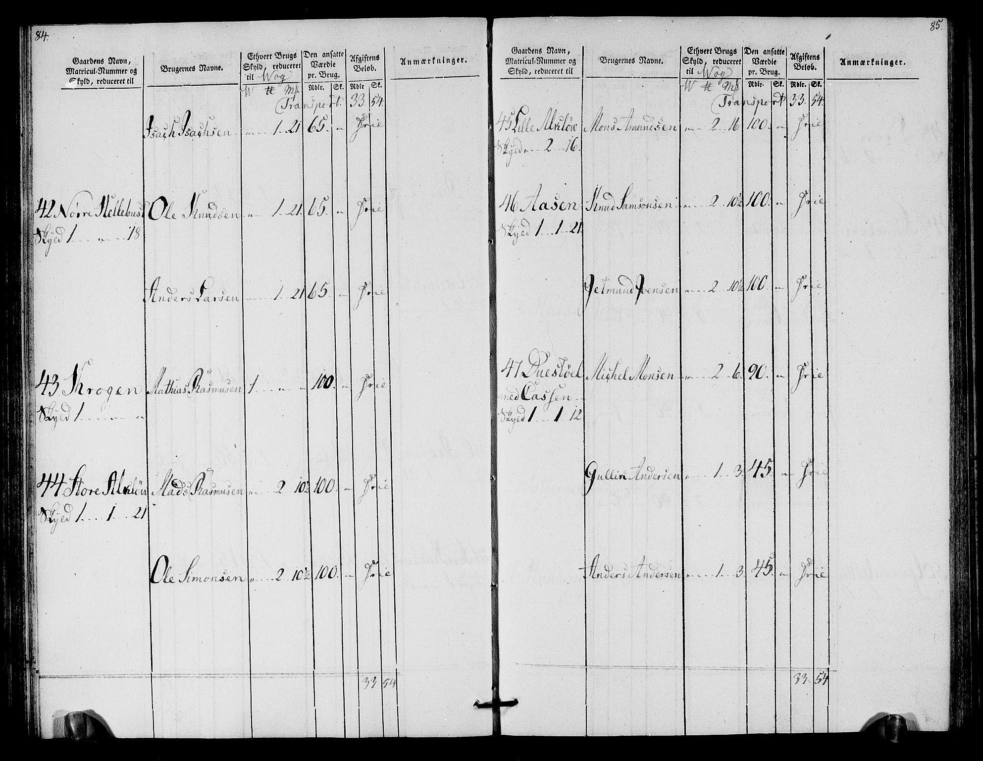 Rentekammeret inntil 1814, Realistisk ordnet avdeling, AV/RA-EA-4070/N/Ne/Nea/L0125b: Sunnmøre fogderi. Oppebørselsregister for fogderiets søndre del, 1803, p. 44