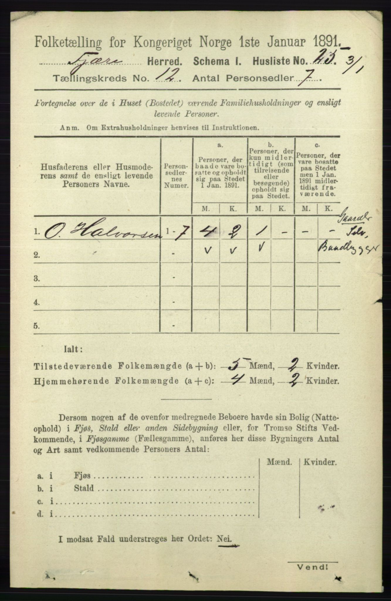 RA, 1891 census for 0923 Fjære, 1891, p. 5966