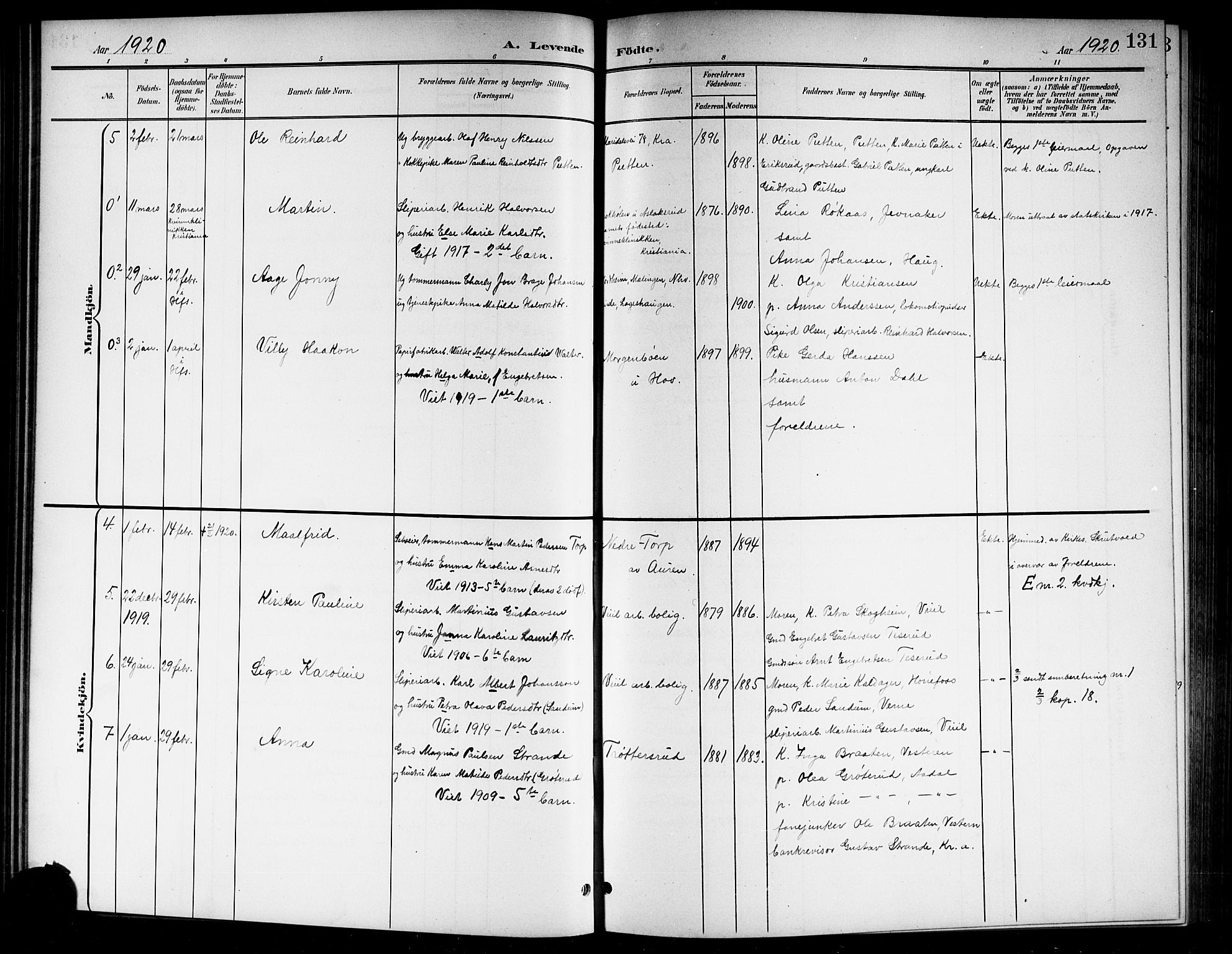 Norderhov kirkebøker, AV/SAKO-A-237/G/Gb/L0002: Parish register (copy) no. II 2, 1891-1921, p. 131