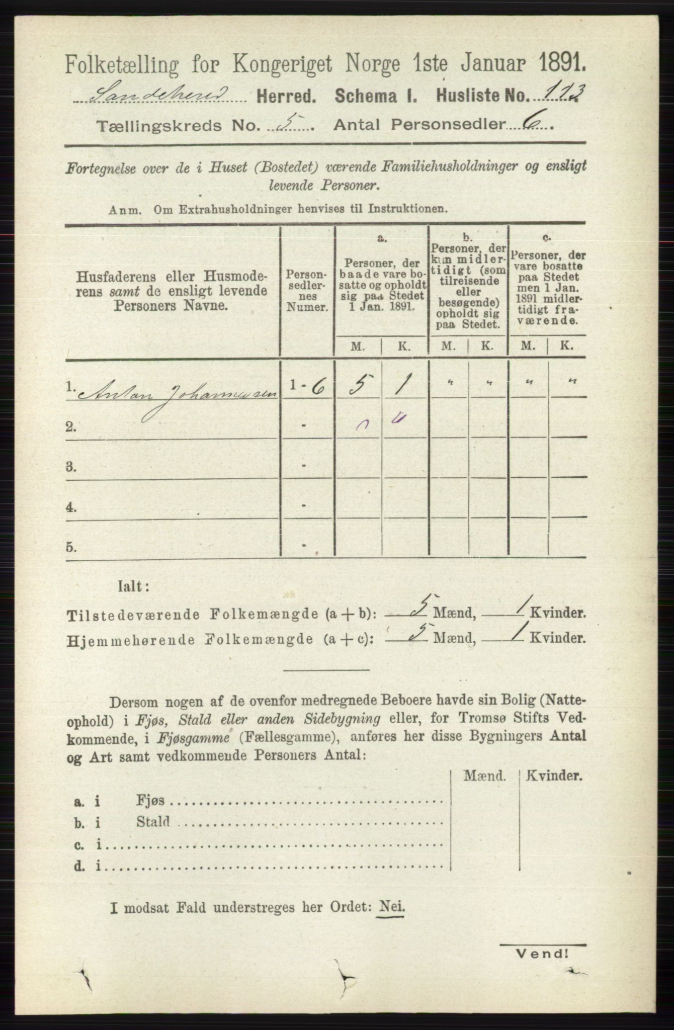 RA, 1891 census for 0724 Sandeherred, 1891, p. 2813