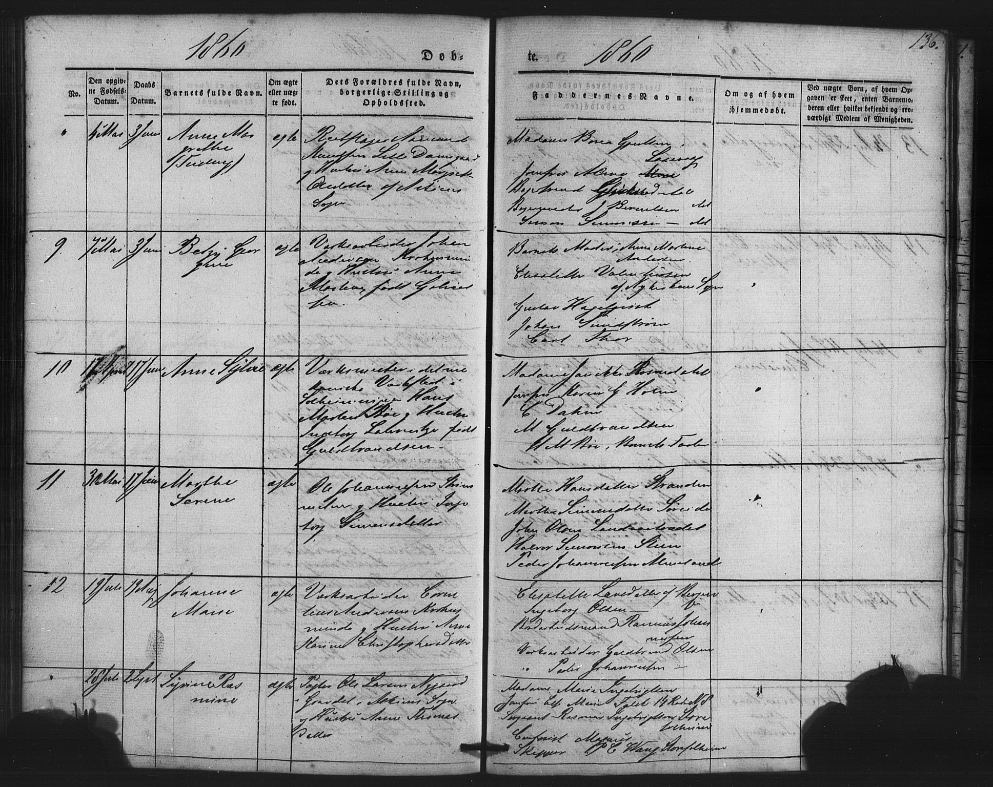 St. Jørgens hospital og Årstad sokneprestembete, AV/SAB-A-99934: Parish register (copy) no. A 2, 1843-1863, p. 136