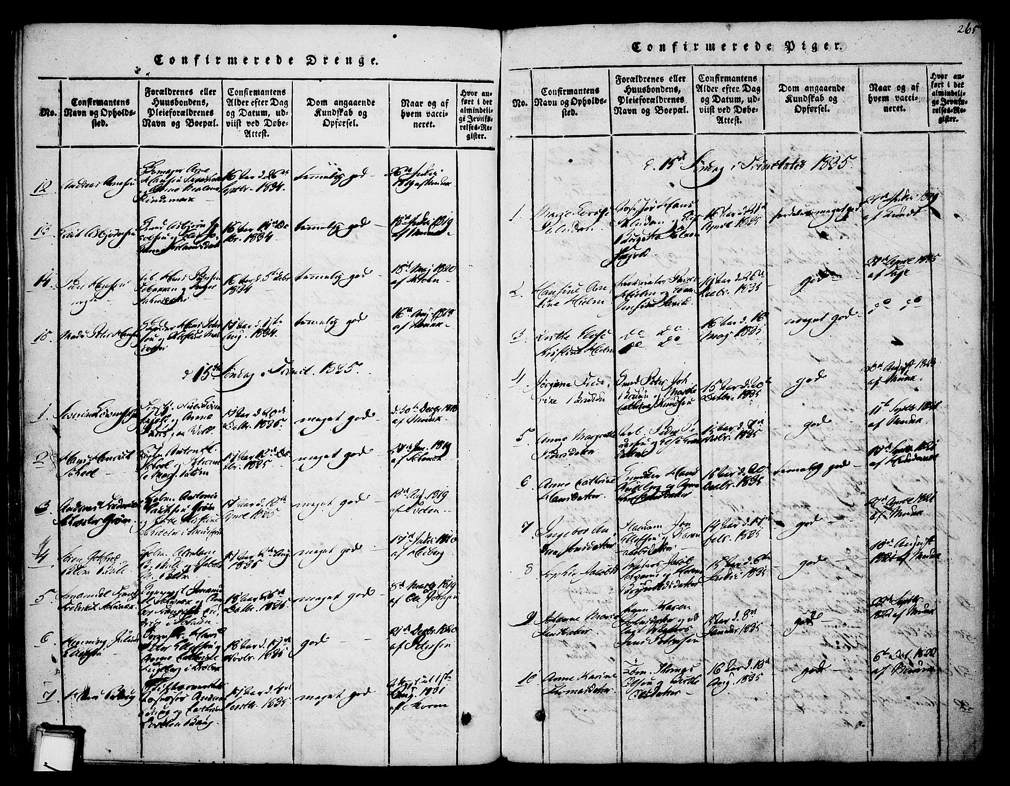 Skien kirkebøker, SAKO/A-302/F/Fa/L0005: Parish register (official) no. 5, 1814-1843, p. 265