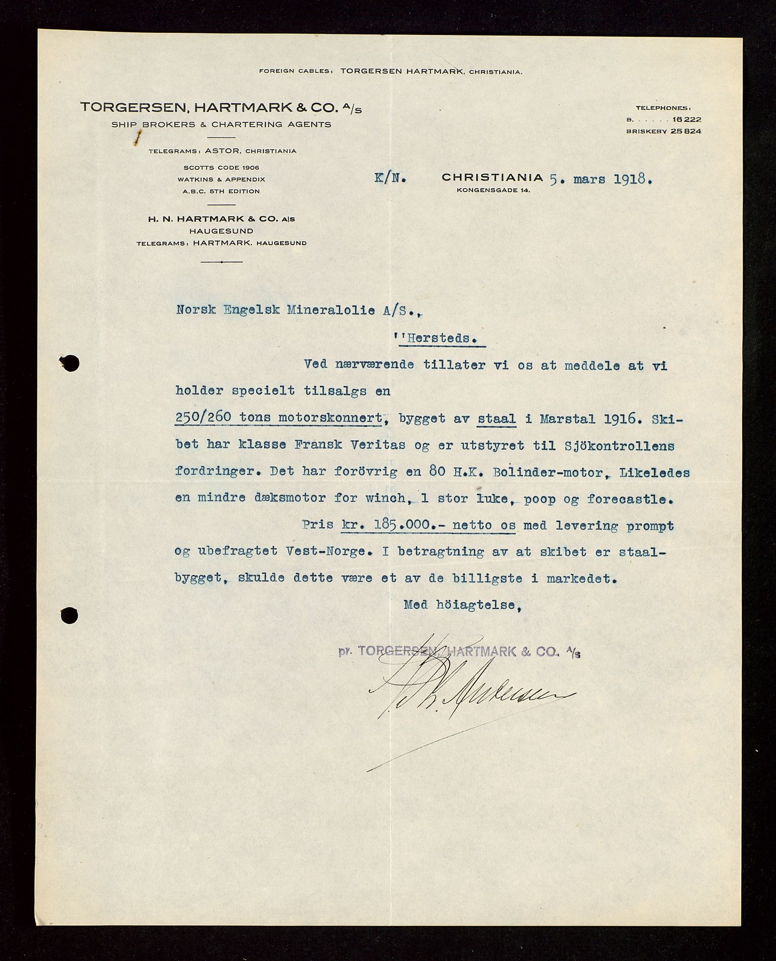 Pa 1521 - A/S Norske Shell, AV/SAST-A-101915/E/Ea/Eaa/L0003: Sjefskorrespondanse, 1918, p. 294