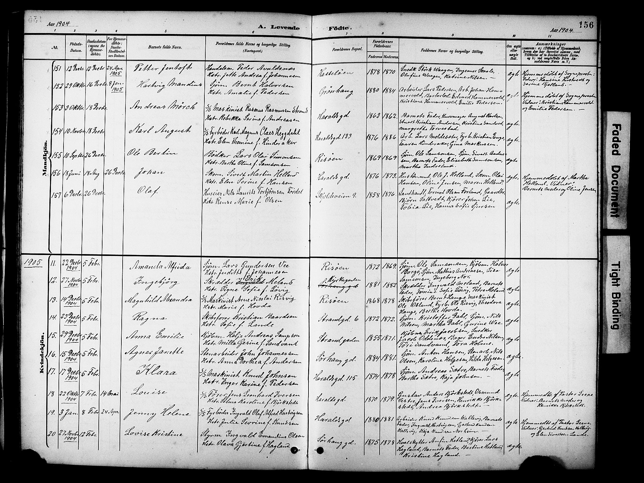 Haugesund sokneprestkontor, AV/SAST-A -101863/H/Ha/Hab/L0005: Parish register (copy) no. B 5, 1894-1908, p. 156