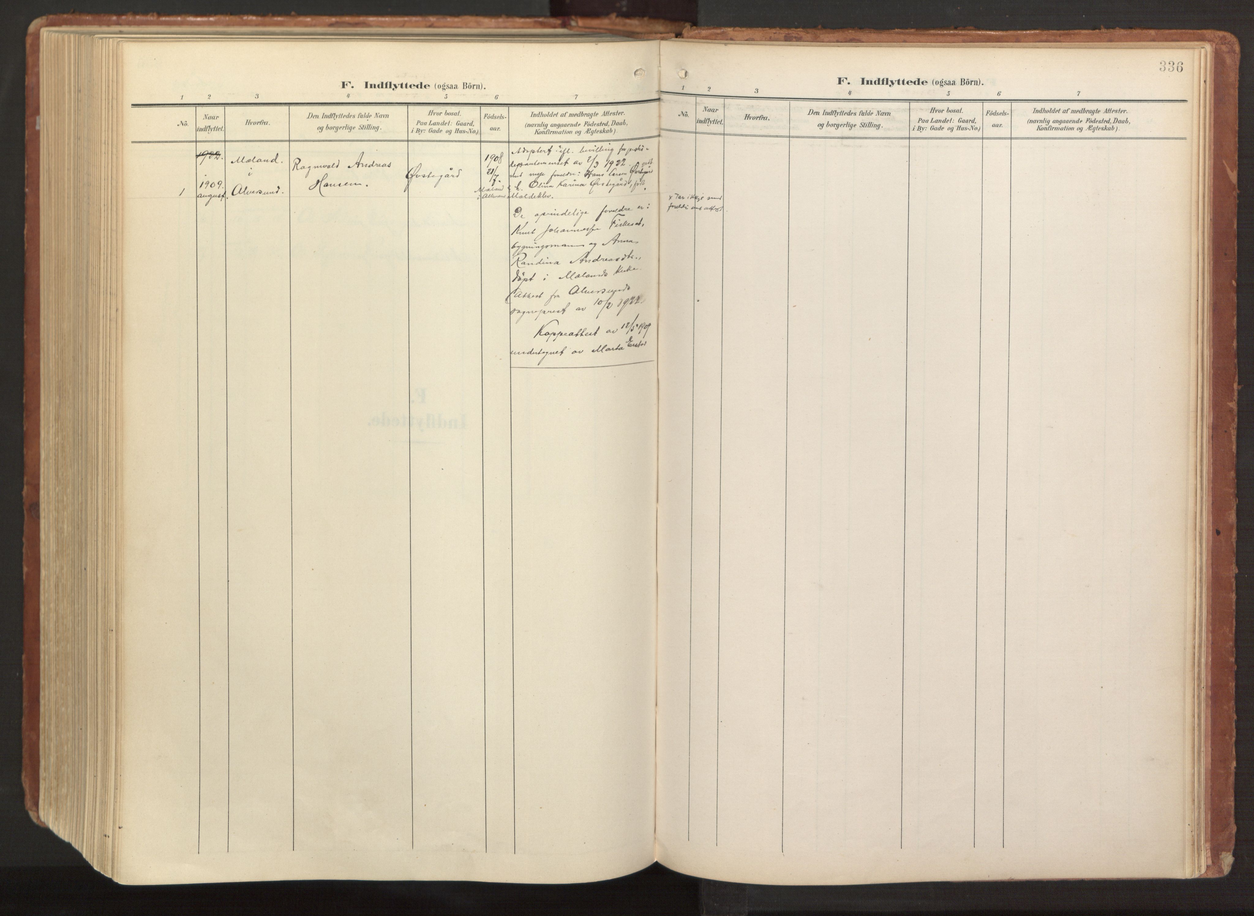 Hamre sokneprestembete, SAB/A-75501/H/Ha/Haa/Haab/L0002: Parish register (official) no. B 2, 1905-1924, p. 336