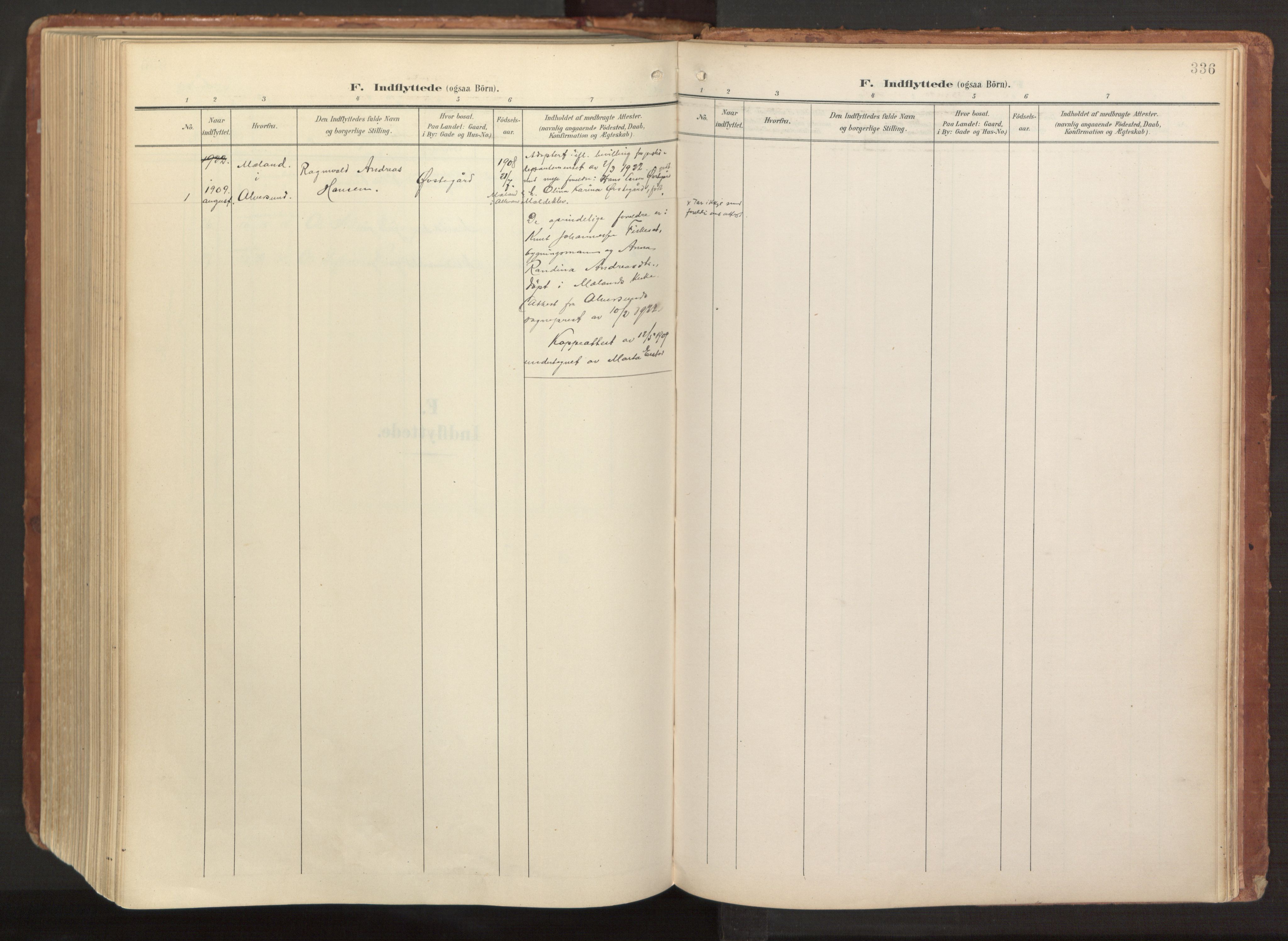 Hamre sokneprestembete, AV/SAB-A-75501/H/Ha/Haa/Haab/L0002: Parish register (official) no. B 2, 1905-1924, p. 336