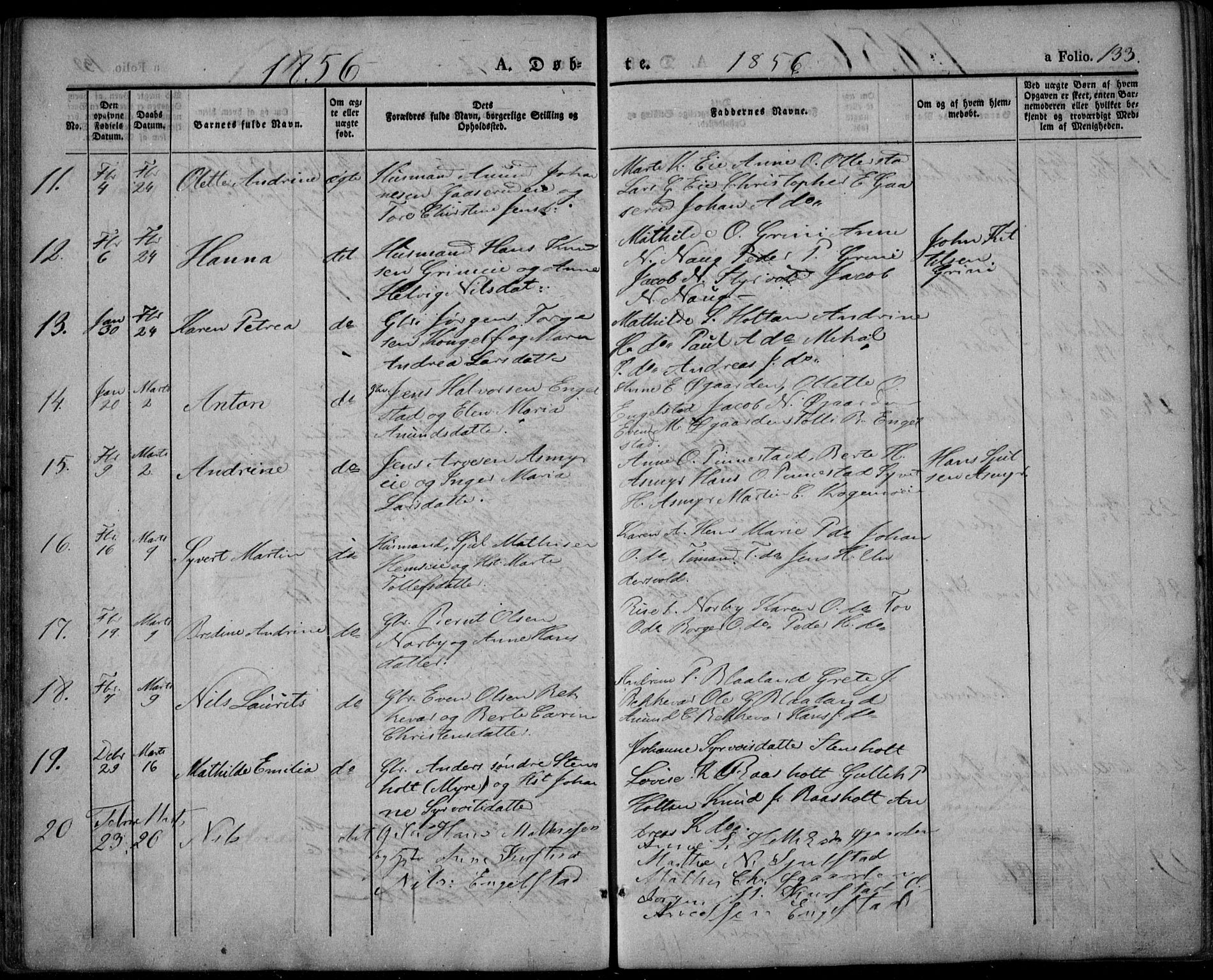 Lardal kirkebøker, AV/SAKO-A-350/F/Fa/L0006: Parish register (official) no. I 6, 1835-1860, p. 133