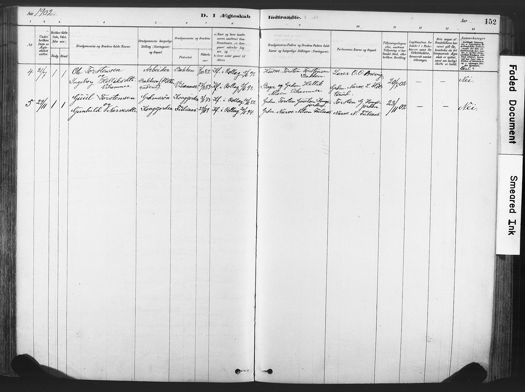 Rollag kirkebøker, SAKO/A-240/F/Fa/L0011: Parish register (official) no. I 11, 1878-1902, p. 152