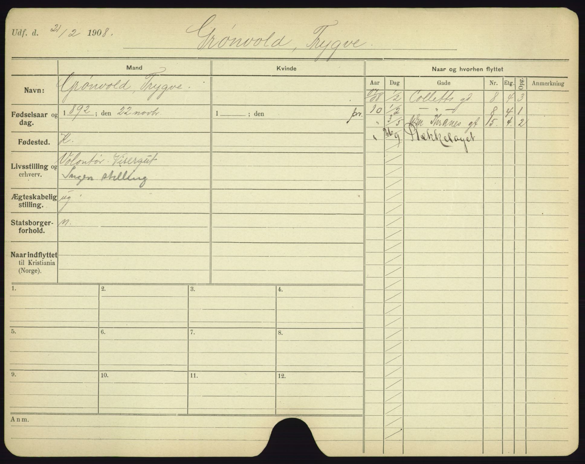 Oslo folkeregister, Registerkort, AV/SAO-A-11715/F/Fa/Fac/L0003: Menn, 1906-1914, p. 678a