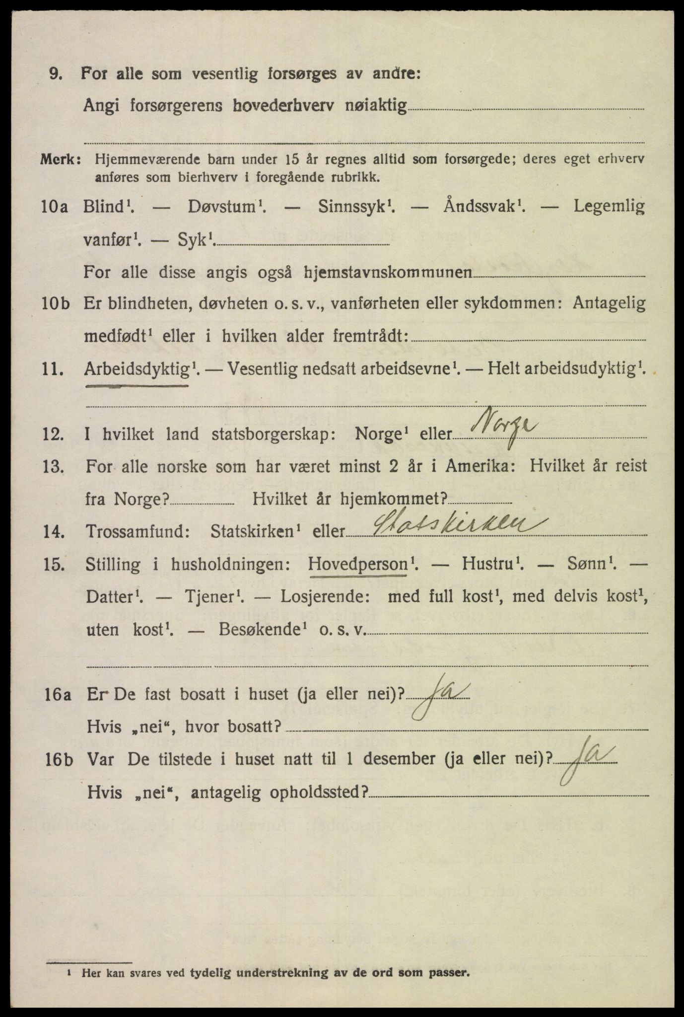 SAK, 1920 census for Hægebostad, 1920, p. 1556