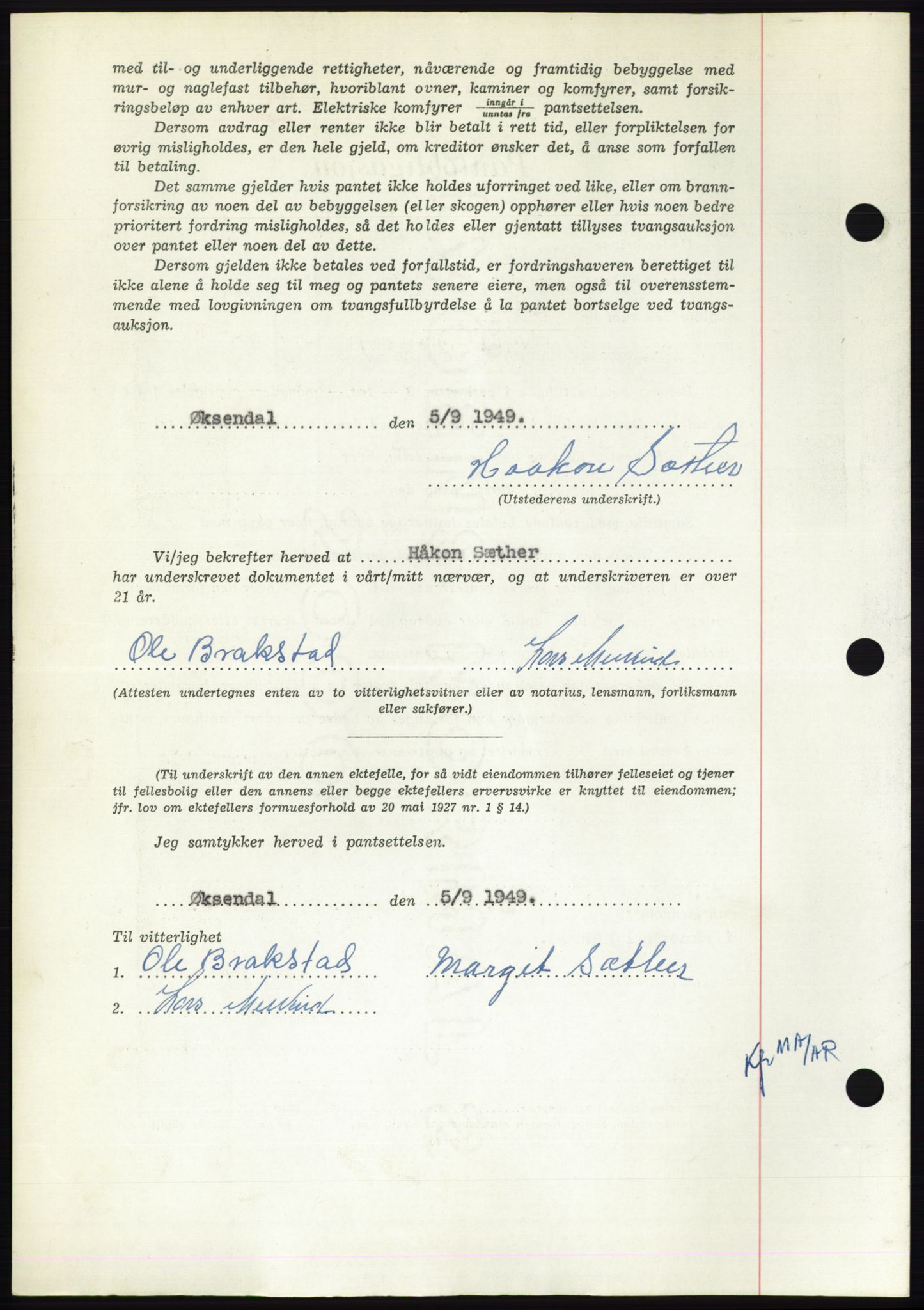 Nordmøre sorenskriveri, AV/SAT-A-4132/1/2/2Ca: Mortgage book no. B102, 1949-1949, Diary no: : 2710/1949