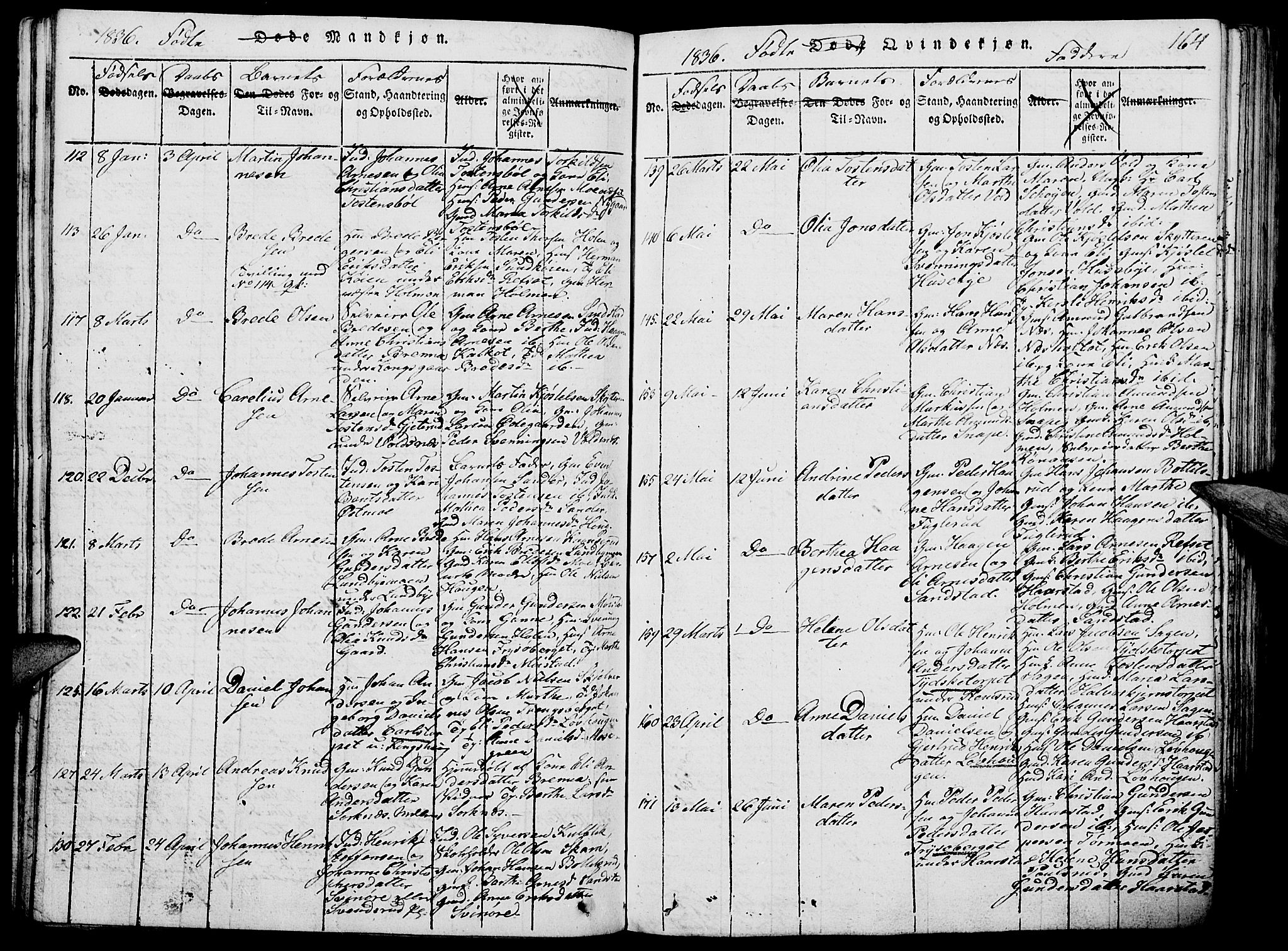 Grue prestekontor, SAH/PREST-036/H/Ha/Hab/L0002: Parish register (copy) no. 2, 1815-1841, p. 164